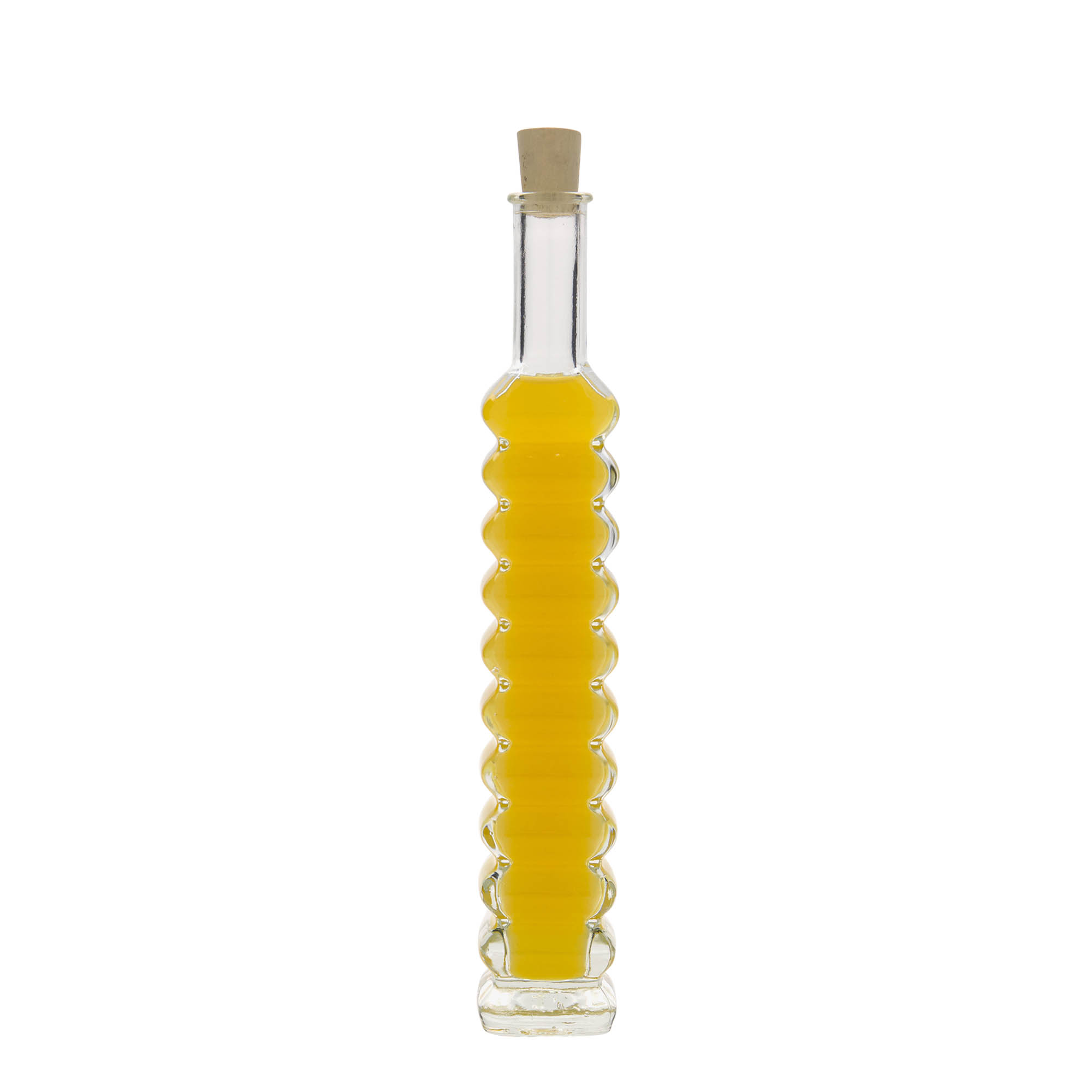 Flacon en verre 100 ml 'Roma', carré, ouverture : bouchon en liège Flacon en verre 100 ml 'Roma', carré, ouverture : bouchon en liège
