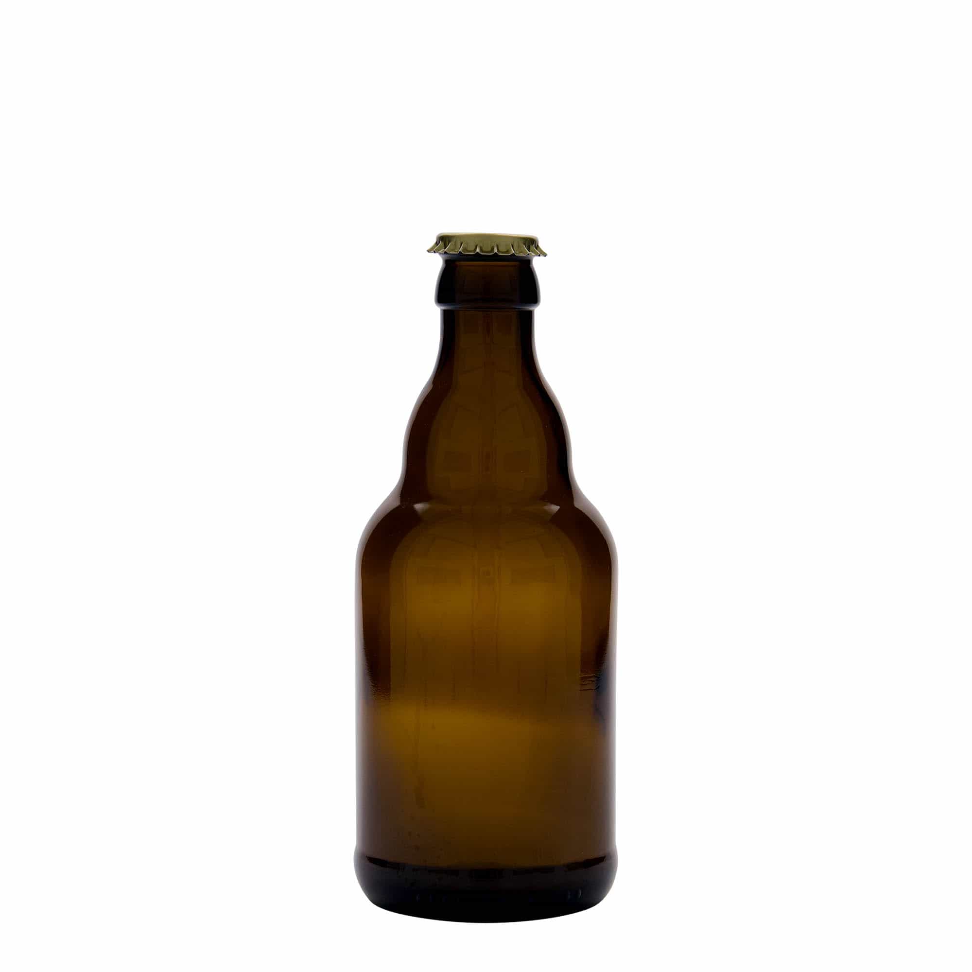 Bouteille de bière 330 ml 'Steinie', verre, brun, ouverture : capsule couronne
