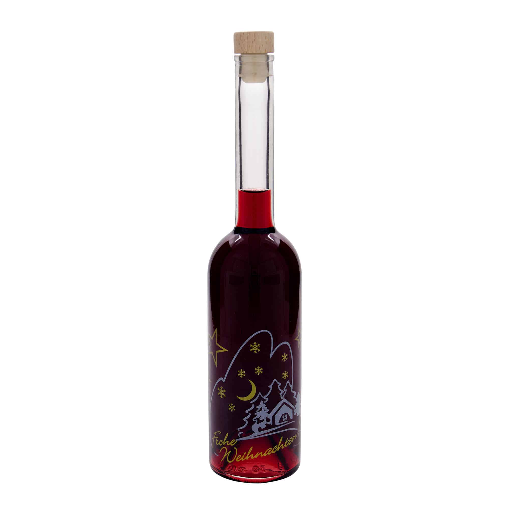 Bouteille en verre 500 ml 'Opera', motif : idylle de Noël, bouchage: bouchon