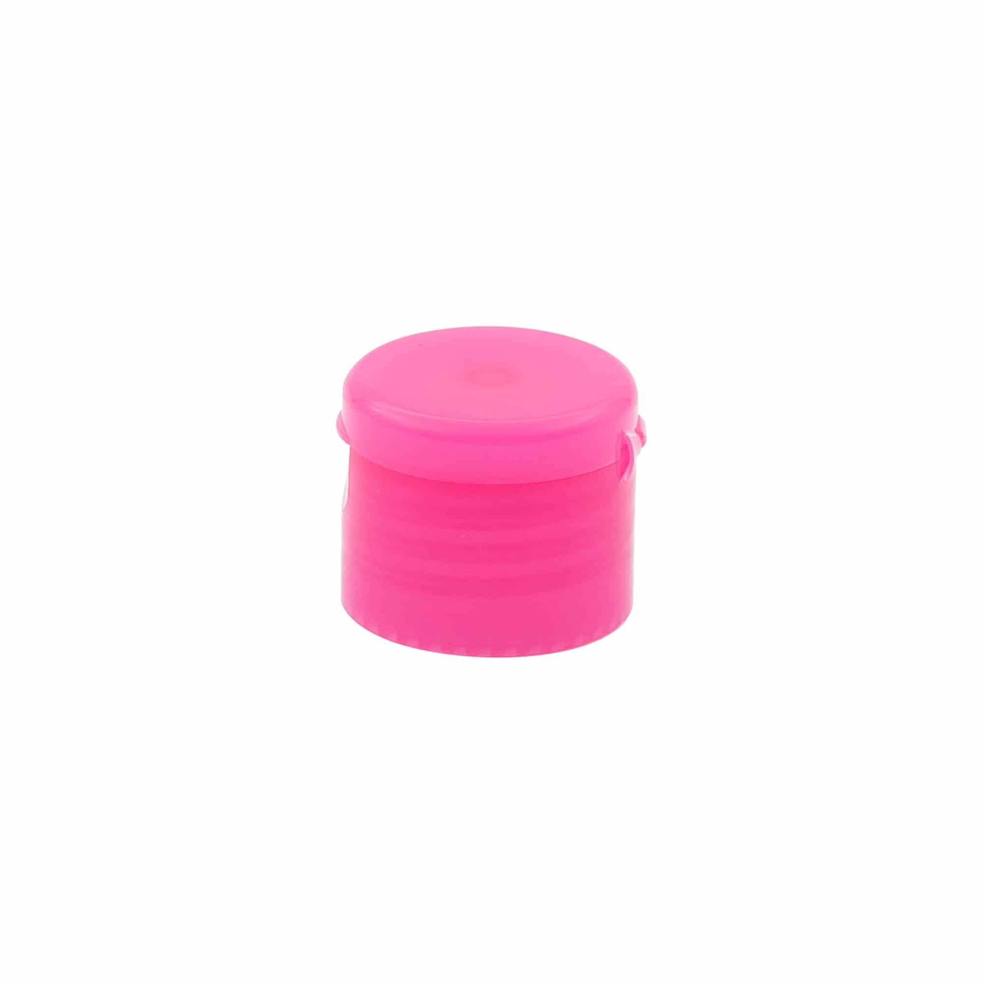Bouchon à vis avec charnière rabattable, plastique PP, rose, pour ouverture : 24/410