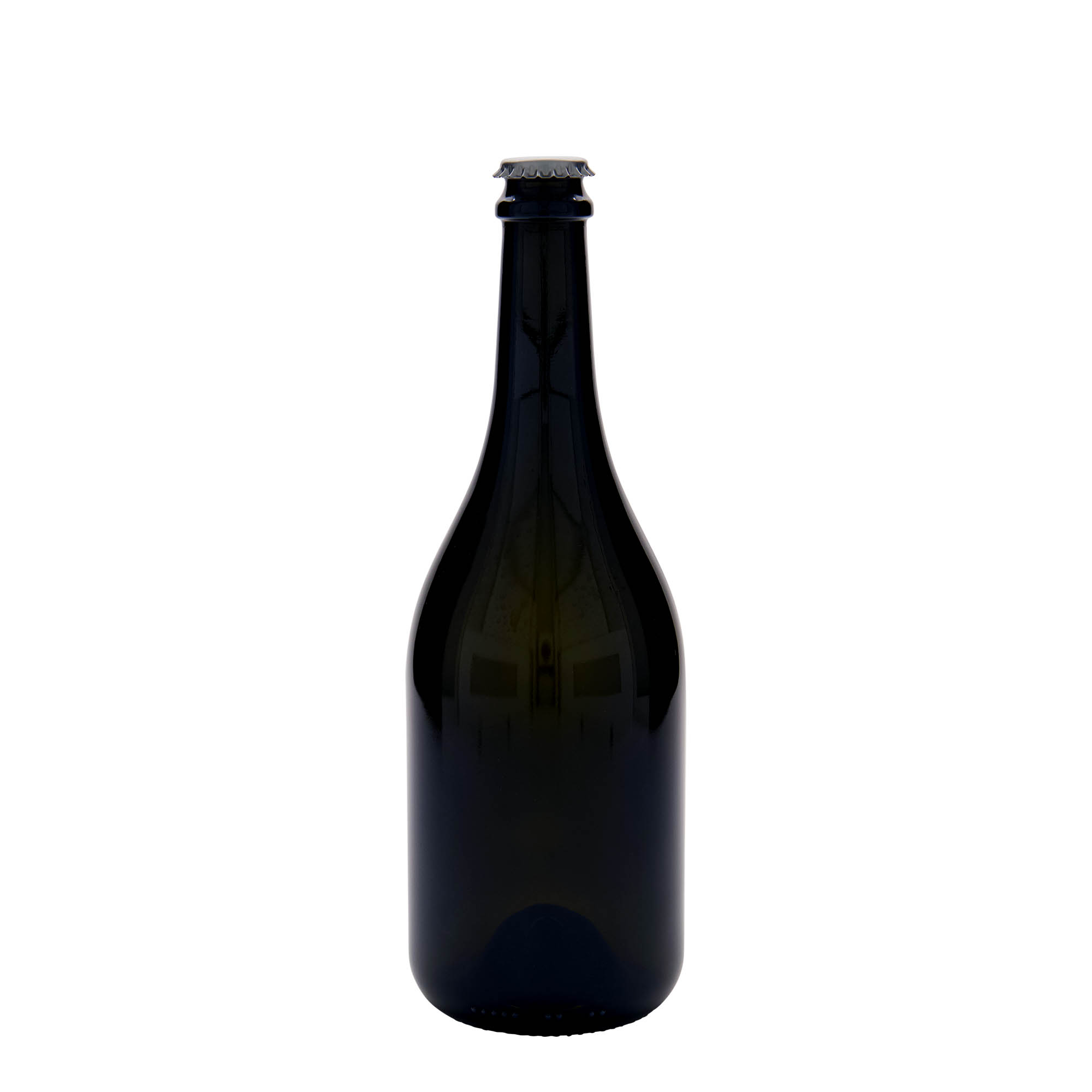 Bouteille de bière 750 ml 'Horta', verre, vert antique, ouverture : capsule couronne Bouteille de bière 750 ml 'Horta', verre, vert antique, ouverture : capsule couronne