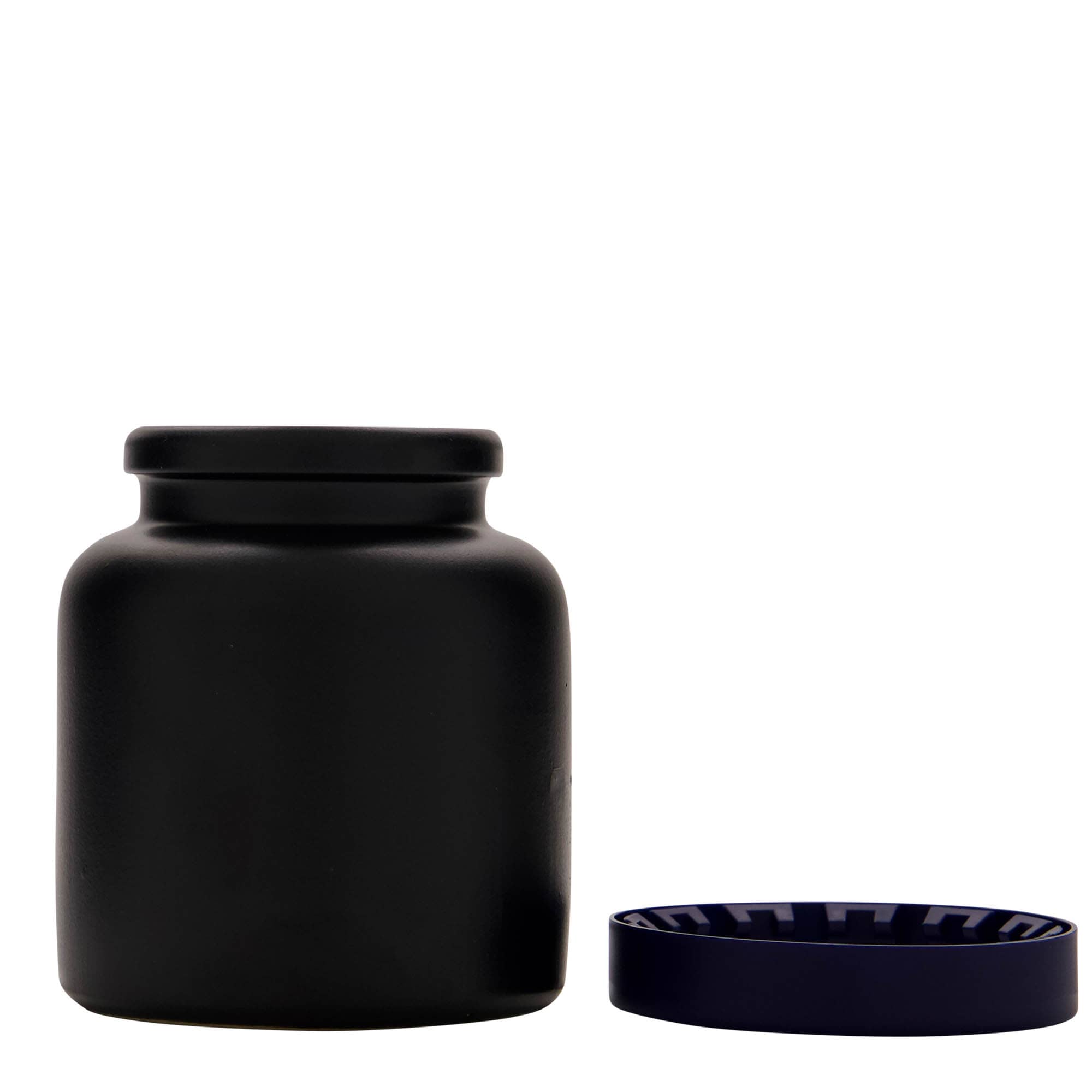 Pot en grès 270 ml, céramique, noir, ouverture : couvercle à emboîtement
