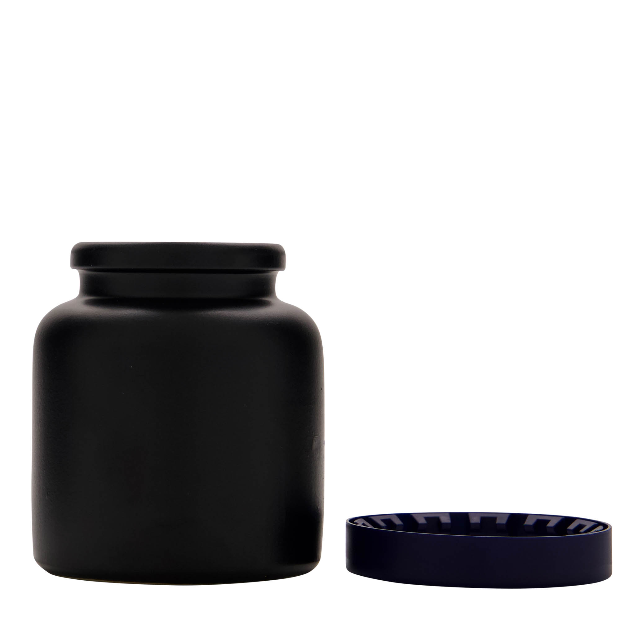 Pot en grès 270 ml, céramique, noir, ouverture : couvercle à emboîtement
