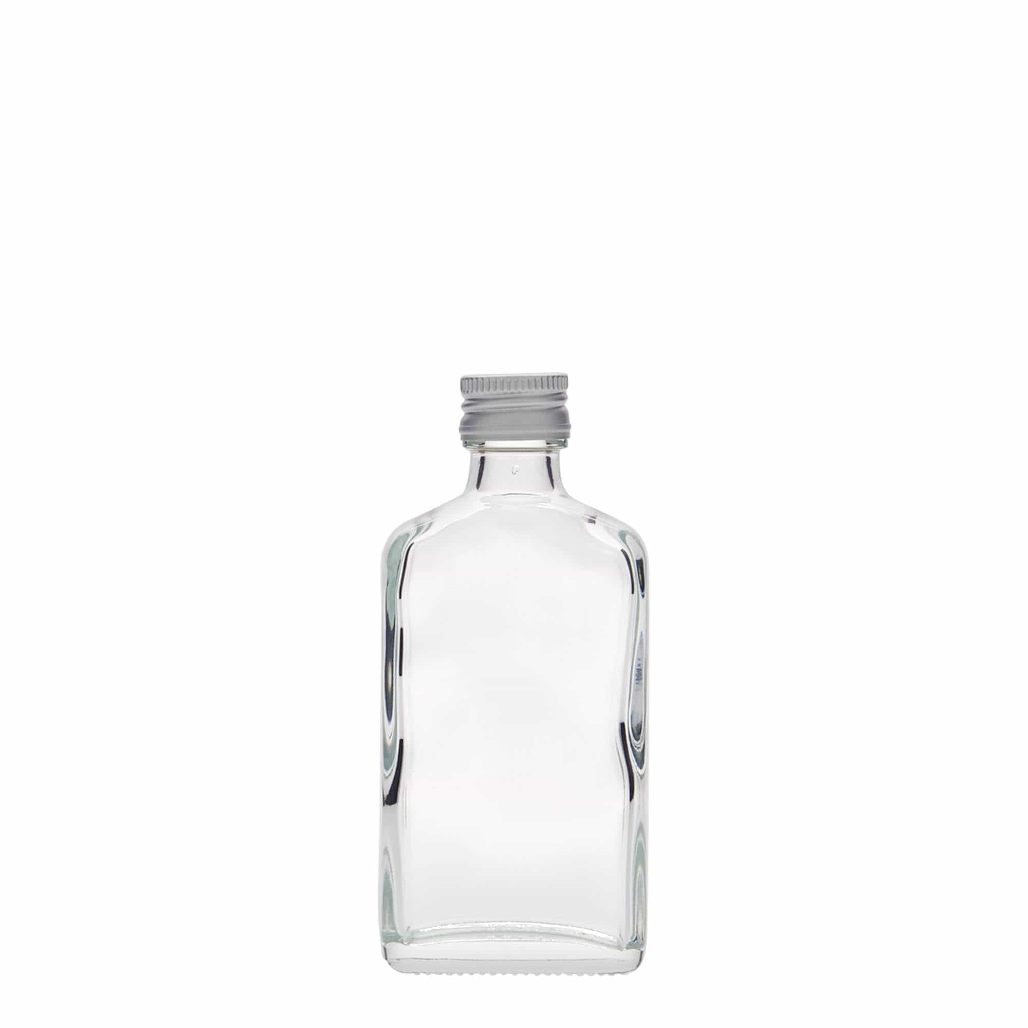 Flacon de poche 50 ml, rectangulaire, verre, embouchure : PP 18