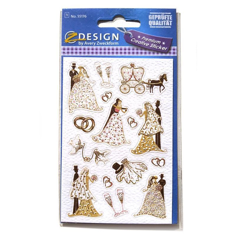 Autocollants Zweckform « Couples de mariés », papier, multicolores Autocollants Zweckform « Couples de mariés », papier, multicolores