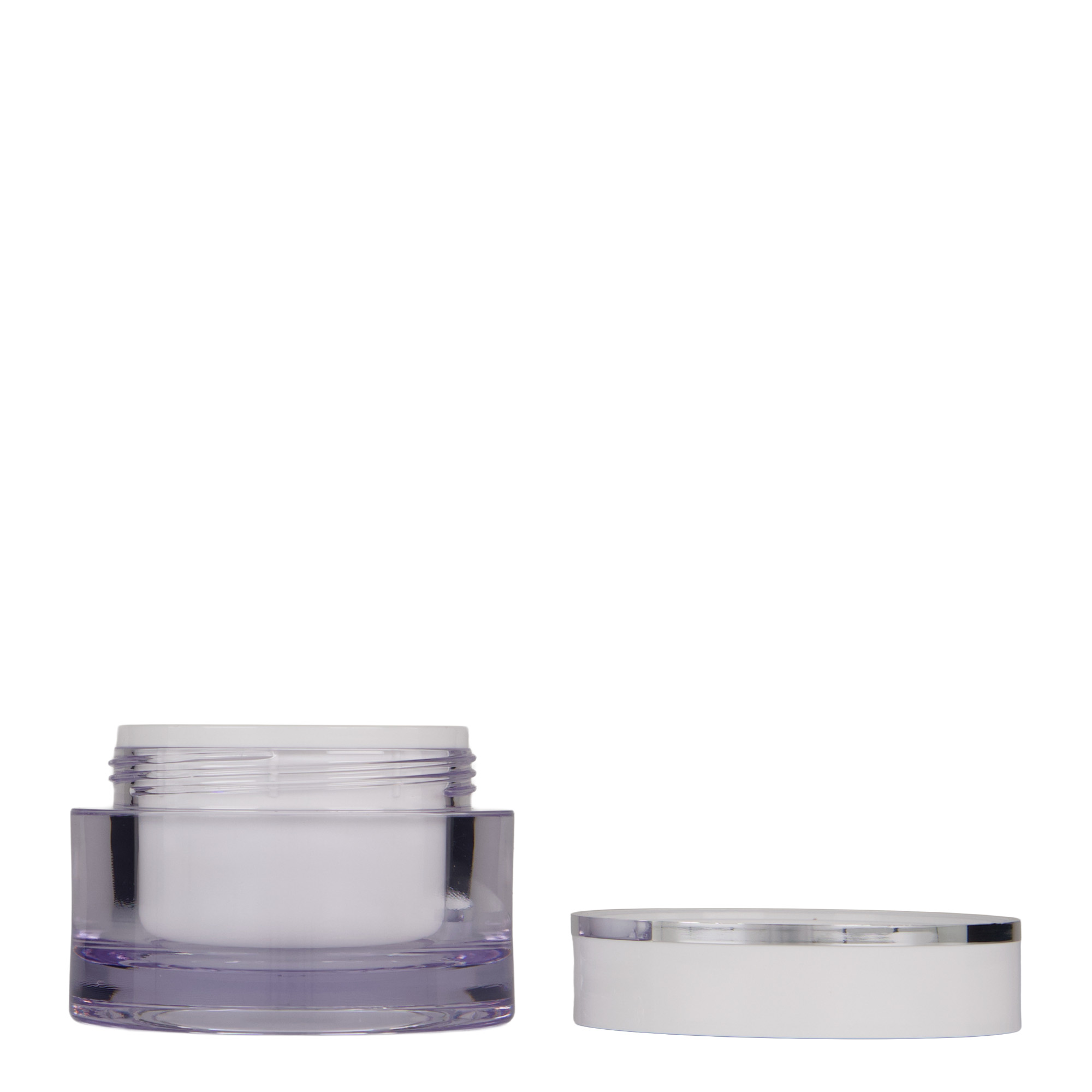 Pot de 50 ml, plastique SAN, blanc, ouverture : bouchon à vis Pot de 50 ml, plastique SAN, blanc, ouverture : bouchon à vis