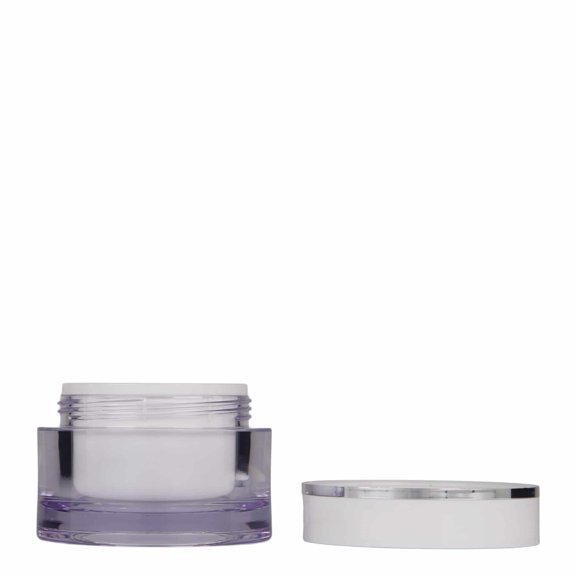 Pot de 50 ml, plastique SAN, blanc, ouverture : bouchon à vis
