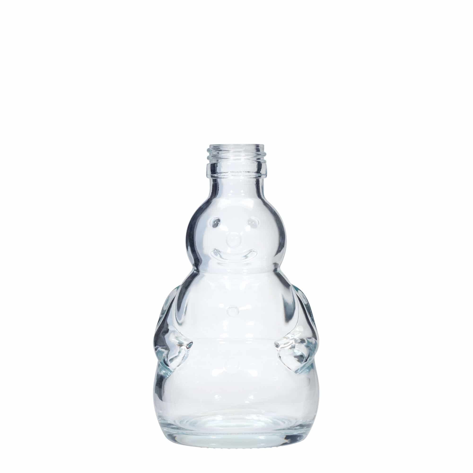 Bouteille en verre de 200 ml 'Bonhomme de neige', bouchage: PP 28 Bouteille en verre de 200 ml 'Bonhomme de neige', bouchage: PP 28