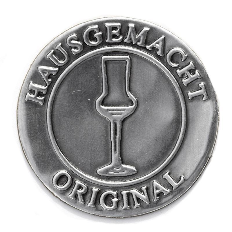 Étiquette en étain « Original fait maison », ronde, métal, argentée Étiquette en étain « Original fait maison », ronde, métal, argentée