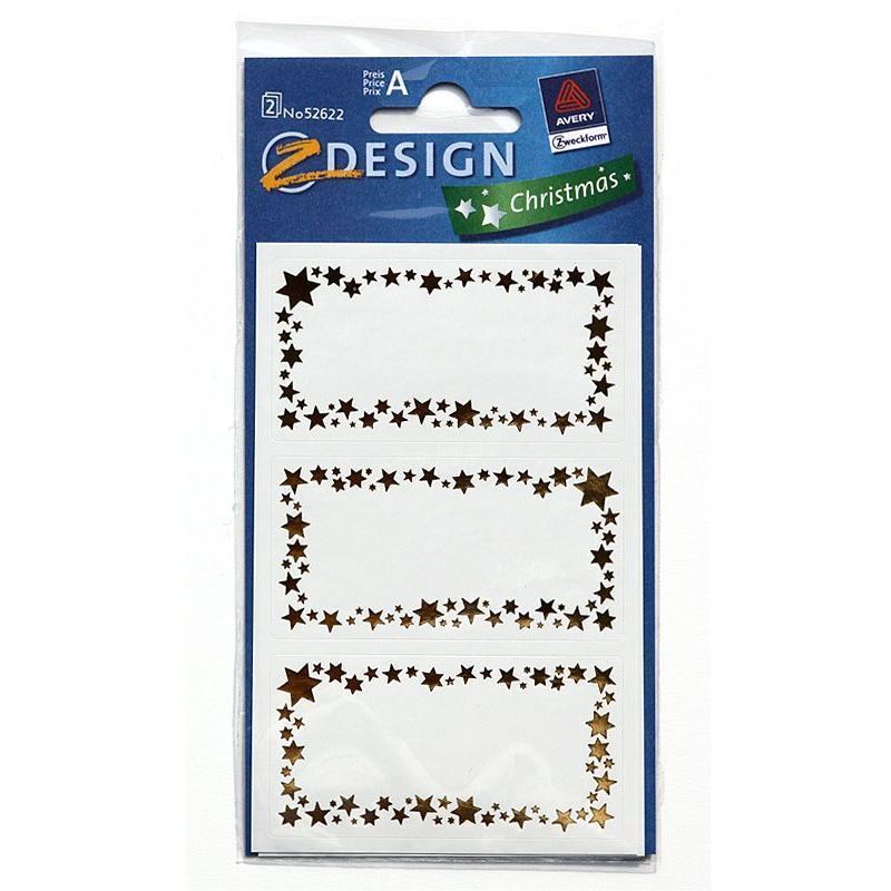 Étiquettes Zweckform « Cadre étoilé », papier, or