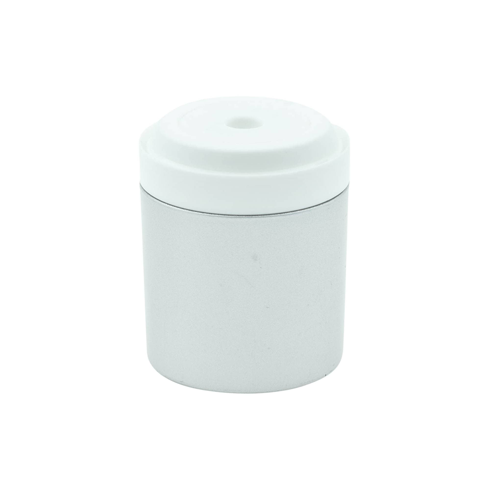 Pompe distributeur airless « Mezzo », type D, plastique PP, blanc avec capuchon mat argent métallisé