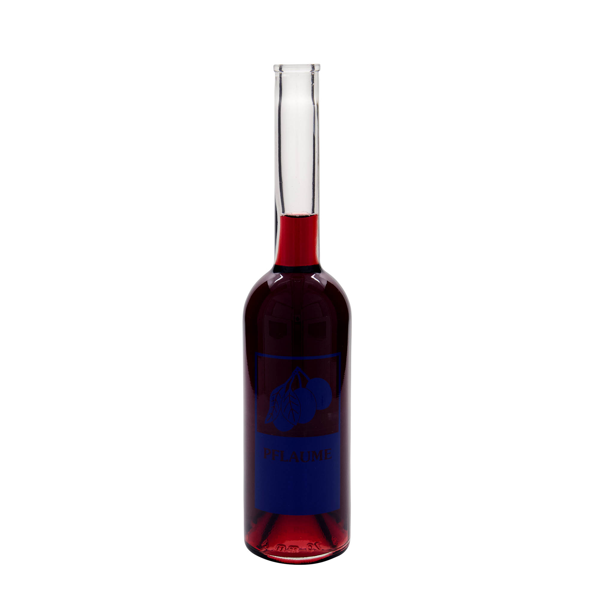 Bouteille en verre 500 ml 'Opera', motif : prune, ouverture : bouchon en liège Bouteille en verre 500 ml 'Opera', motif : prune, ouverture : bouchon en liège