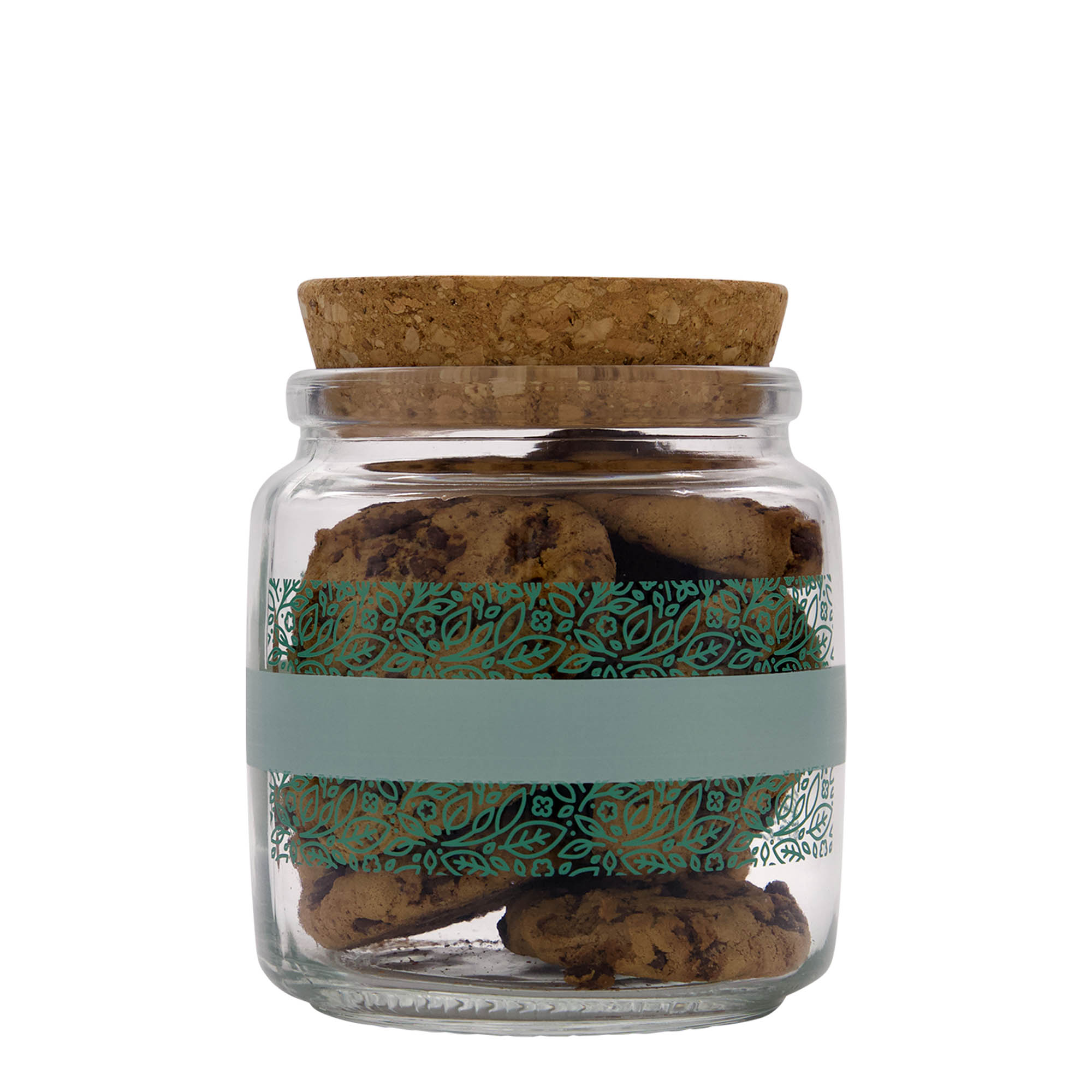 750 ml verre à bouchon en liège 'Giara', motif : Naturalmente verde, ouverture : liège