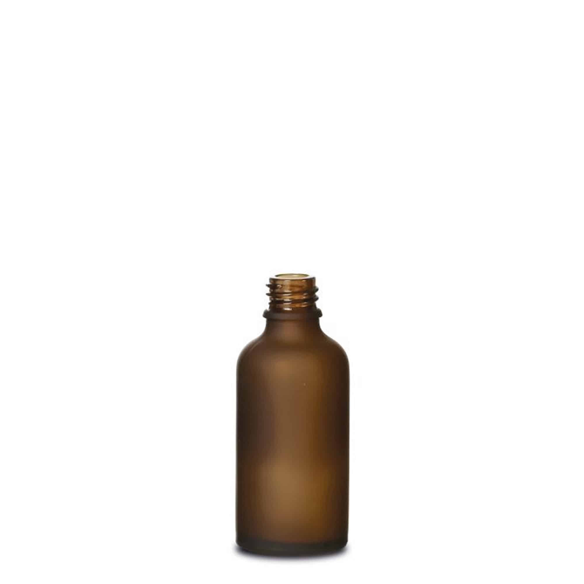 Flacon médical 50ml, verre, brun givré, goulot : DIN 18 Flacon médical 50ml, verre, brun givré, goulot : DIN 18
