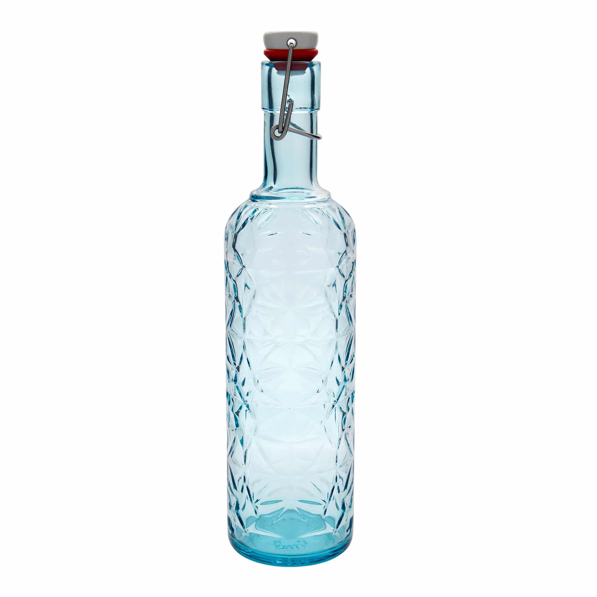 Bouteille en verre 1.000 ml 'Oriente', bleu azur, ouverture : bouchon à levier
