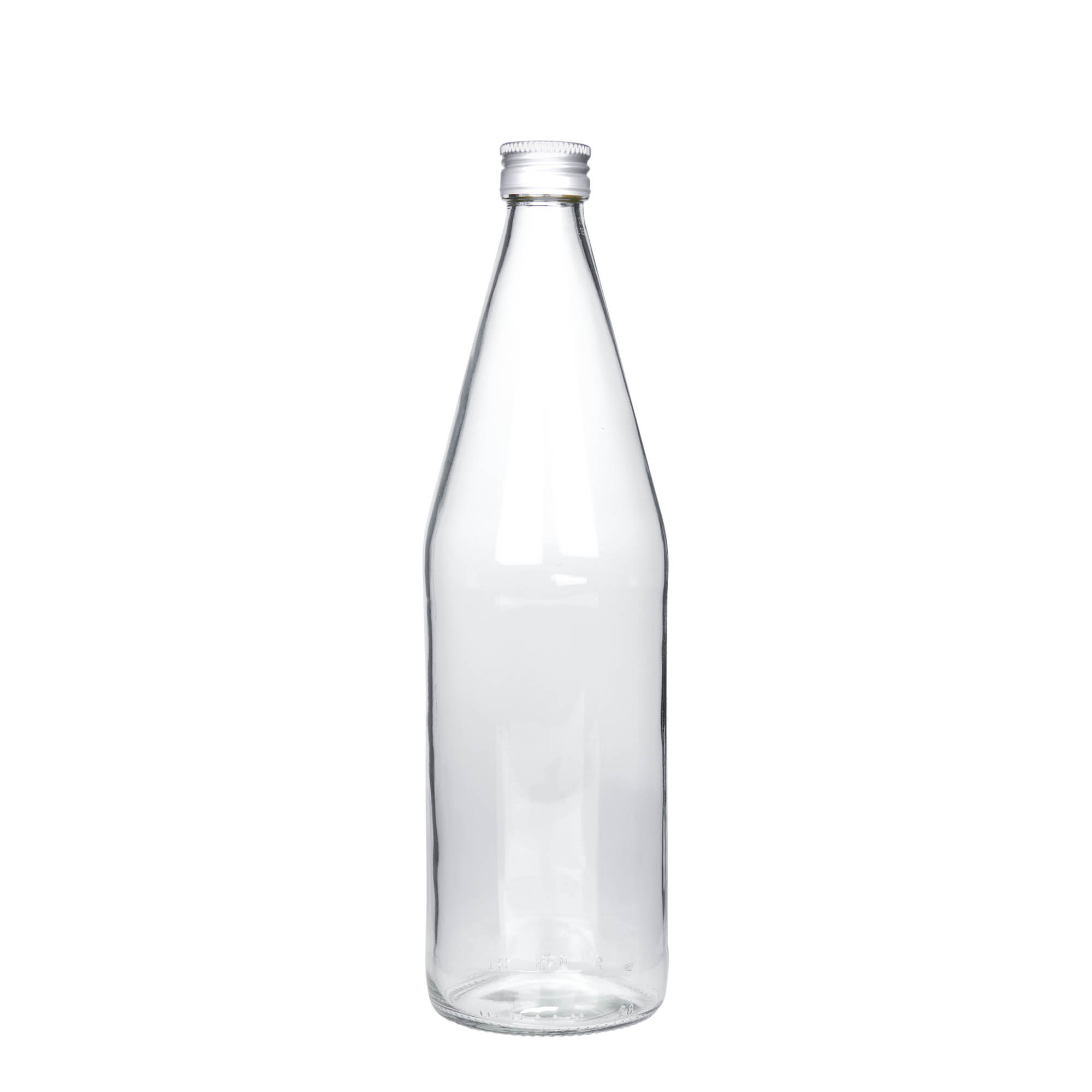 Flacon universel 750 ml en forme de carotte, verre, ouverture : PP 28 Flacon universel 750 ml en forme de carotte, verre, ouverture : PP 28