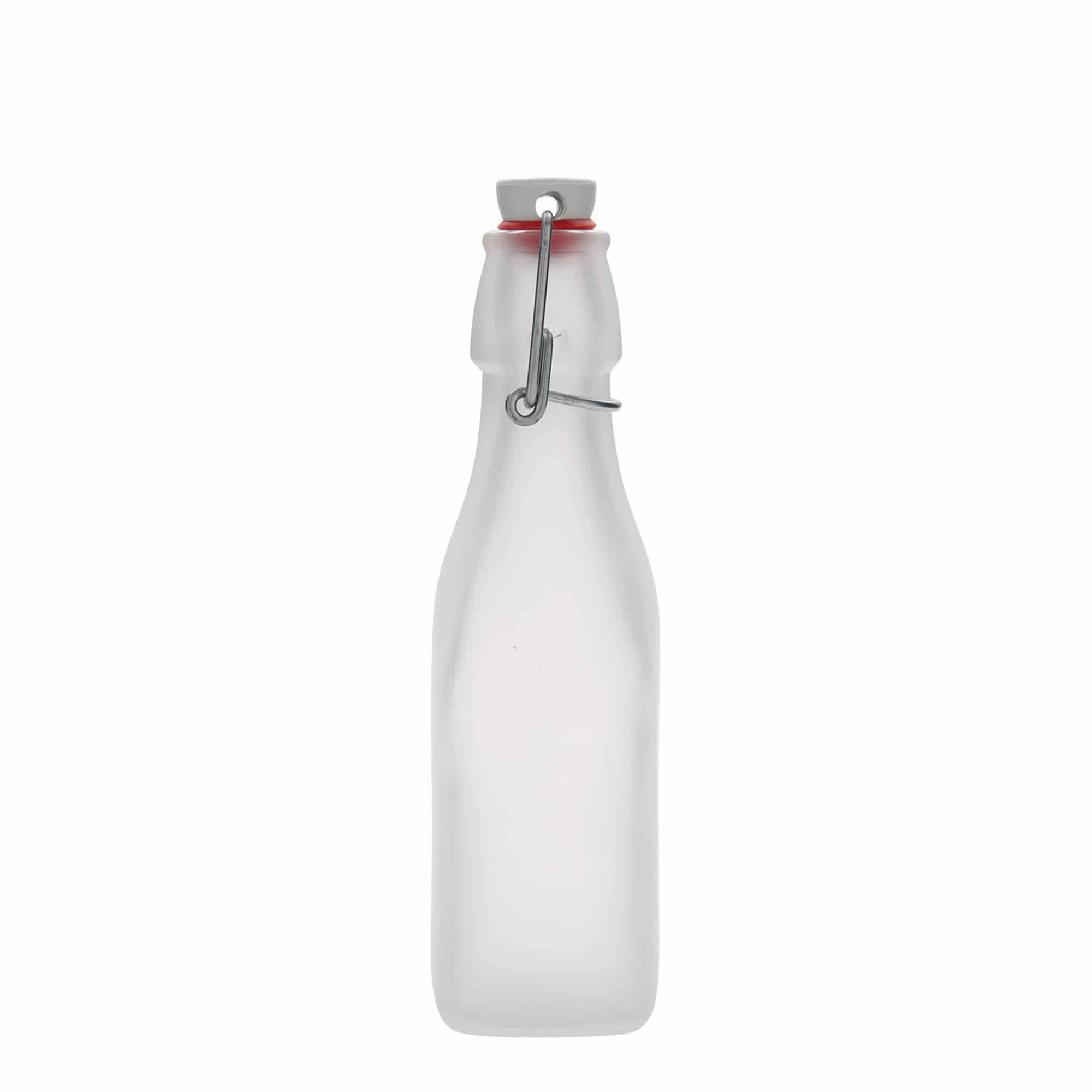 Bouteille en verre 250 ml 'Swing', carrée, blanche, bouchage: bouchon mécanique Bouteille en verre 250 ml 'Swing', carrée, blanche, bouchage: bouchon mécanique