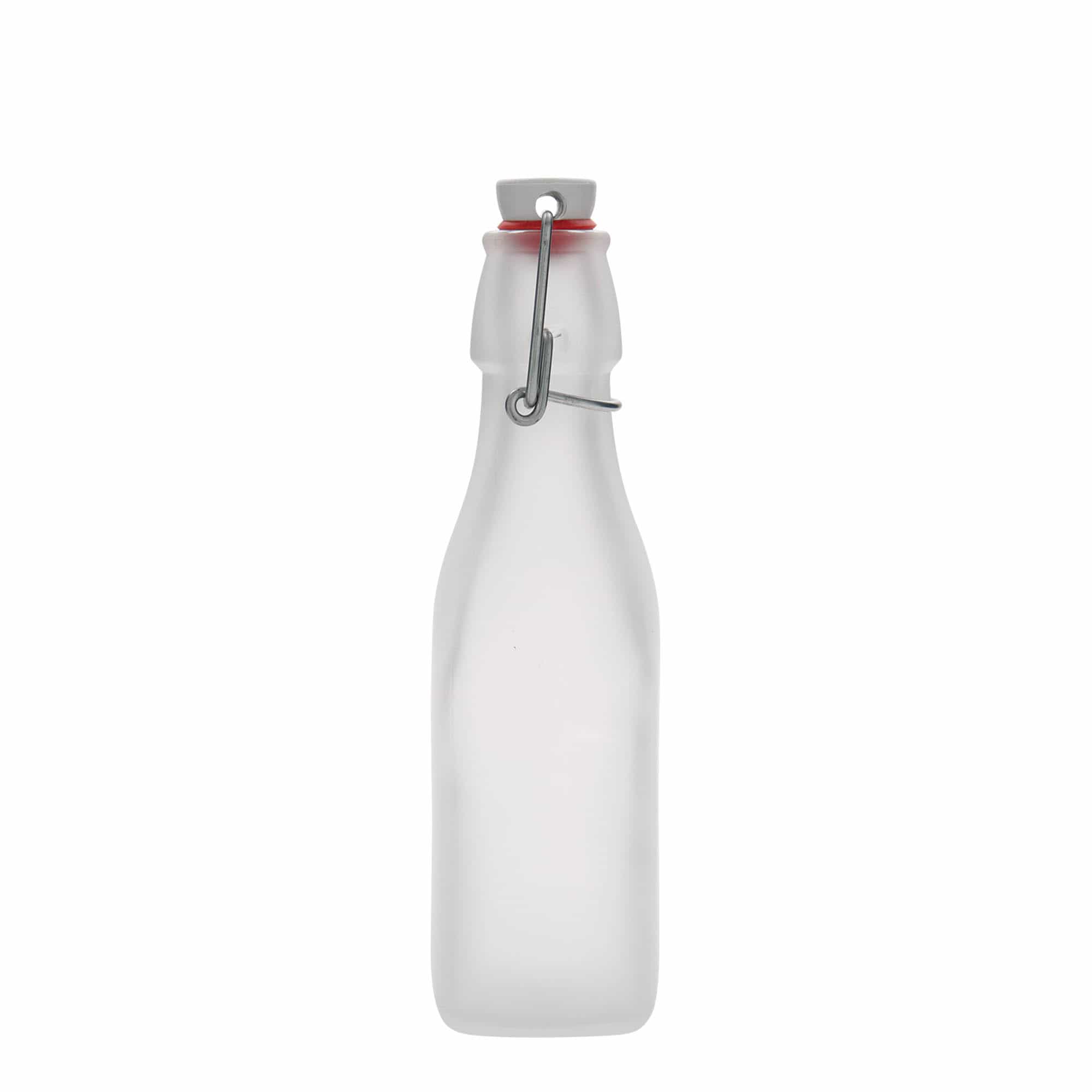 Bouteille en verre 250 ml 'Swing, carrée, blanche, ouverture : fermeture à levier'