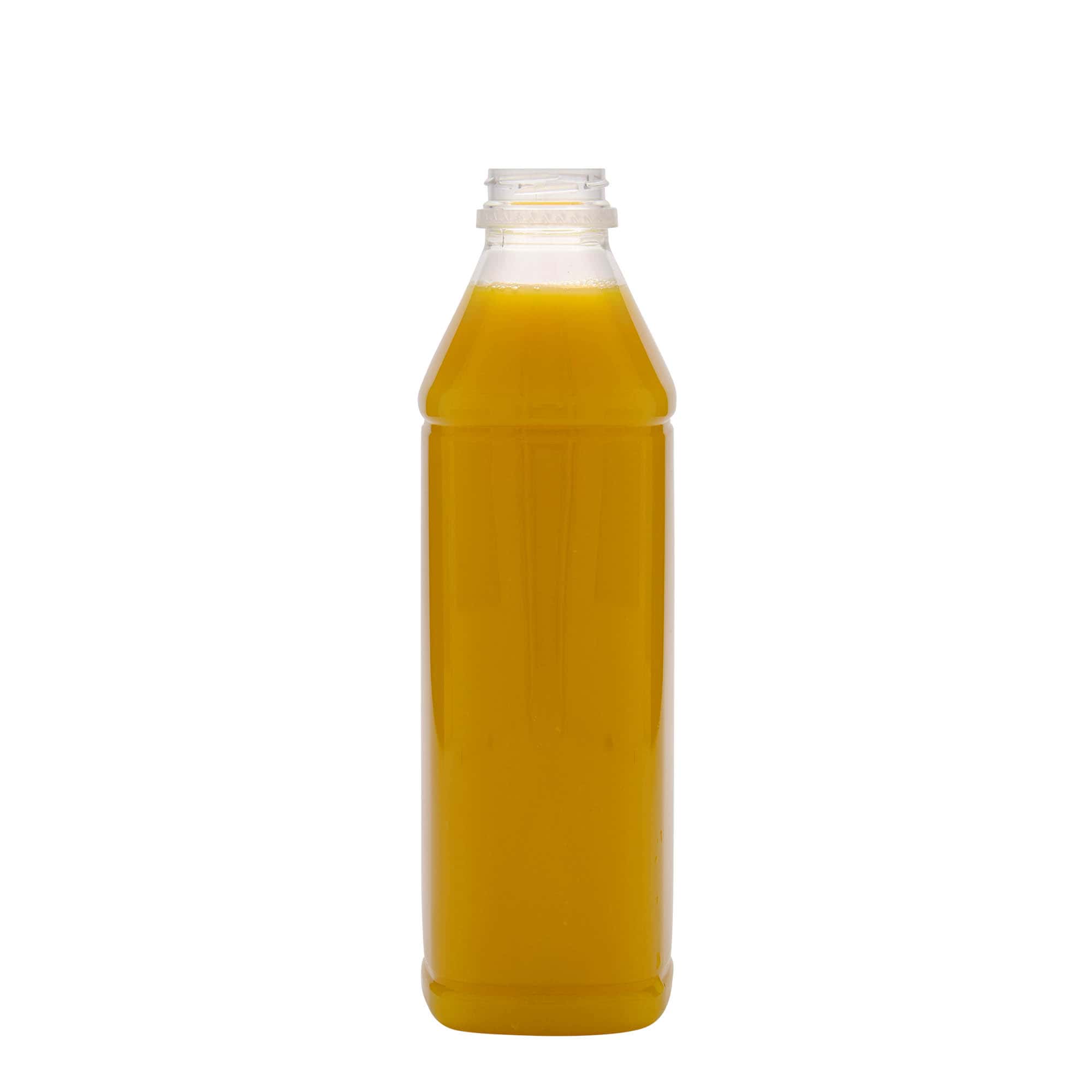 1 000 ml bouteille PET « Milk and Juice Carré », carrée, plastique, ouverture : 38 mm