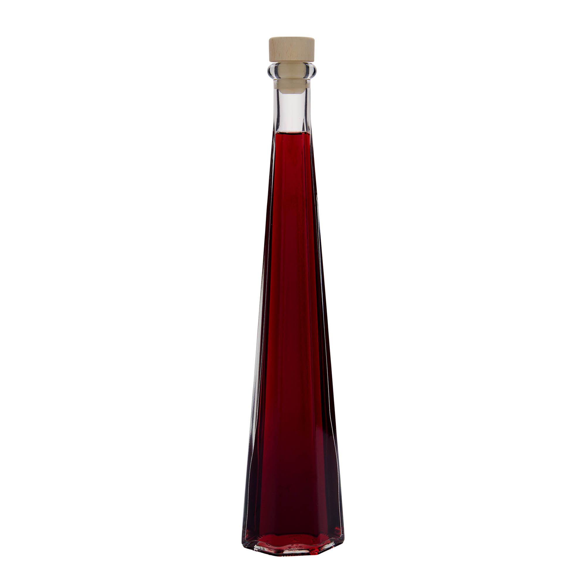 Bouteille en verre 200 ml 'Dama Sexta', hexagonale, ouverture : bouchon en liège Bouteille en verre 200 ml 'Dama Sexta', hexagonale, ouverture : bouchon en liège
