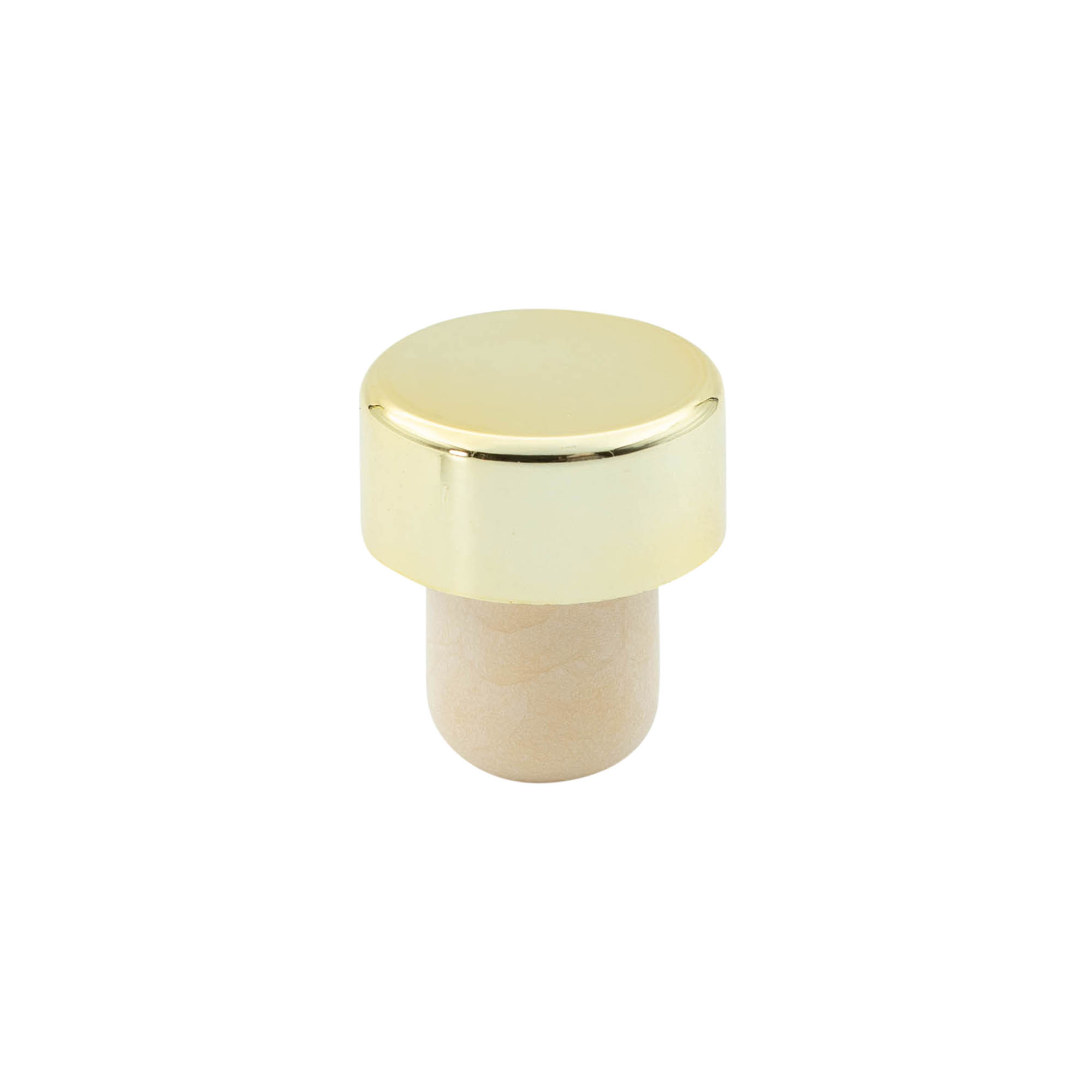 Bouchon à prise 19 mm, plastique, doré, pour embouchure : liège Bouchon à prise 19 mm, plastique, doré, pour embouchure : liège