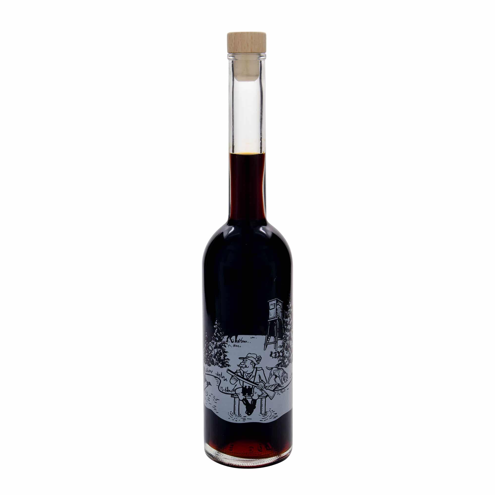 Bouteille en verre 500 ml 'Opera', motif : chasseur, ouverture : bouchon en liège