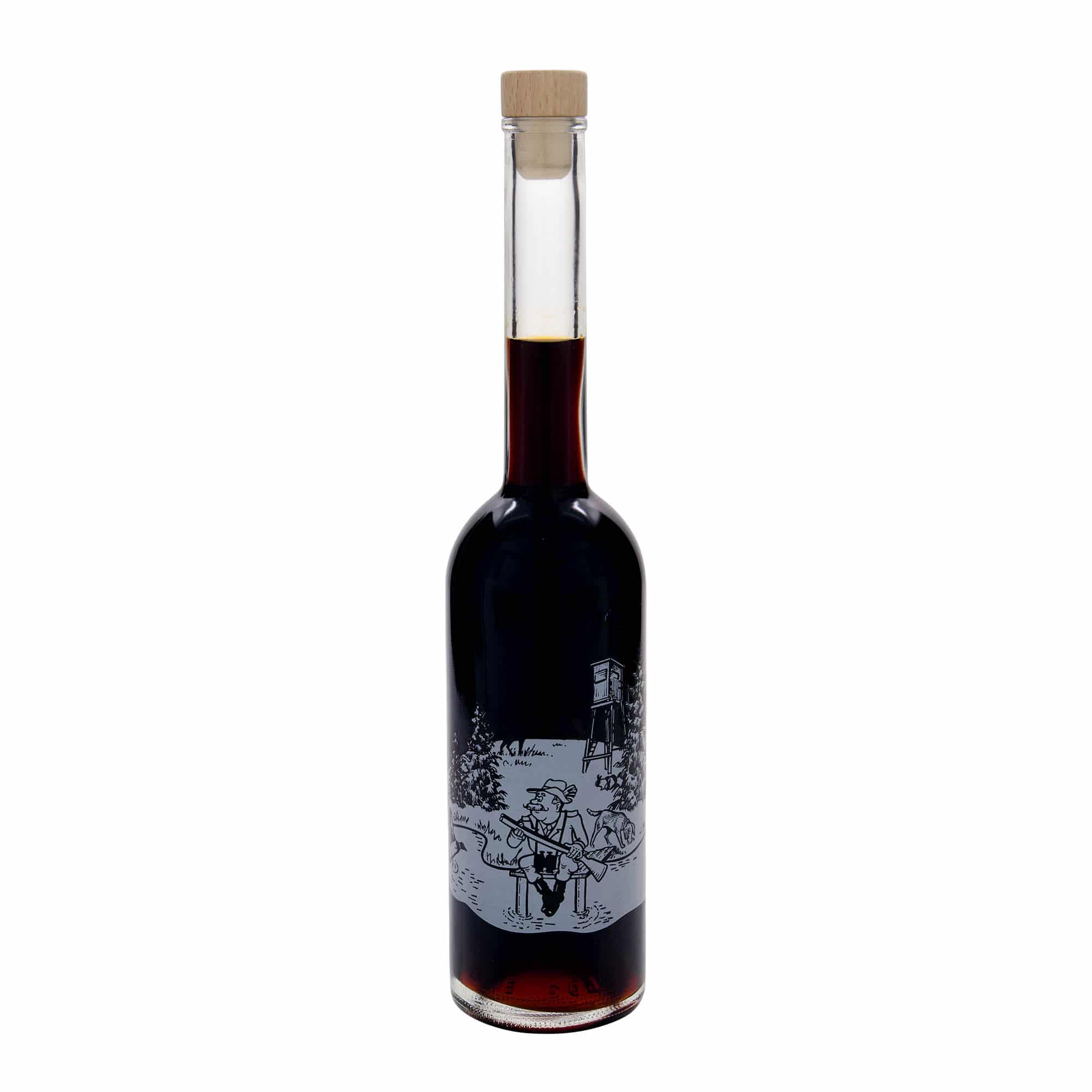 Bouteille en verre 500 ml 'Opera', motif : chasseur, ouverture : bouchon en liège