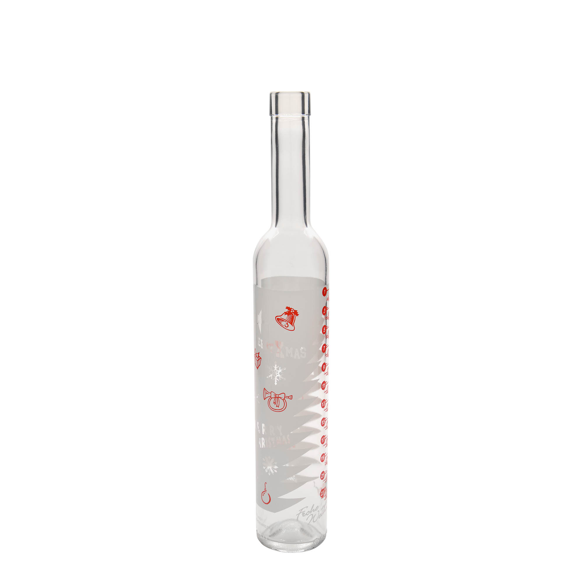 Bouteille en verre 500 ml Maximo imprimée « Calendrier de l'Avent », ouverture : bouchon en liège Bouteille en verre 500 ml Maximo imprimée « Calendrier de l'Avent », ouverture : bouchon en liège