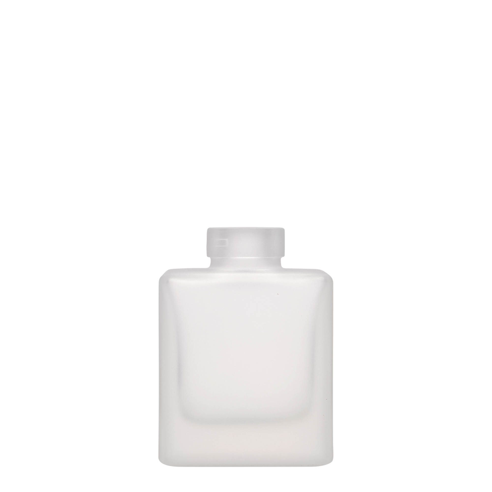 Flacon en verre 100 ml « Cube », carré, givré, ouverture : bouchon en liège Flacon en verre 100 ml « Cube », carré, givré, ouverture : bouchon en liège