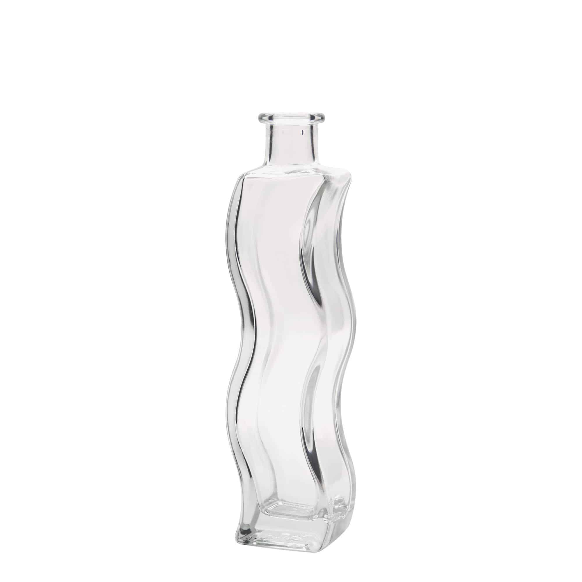 Bouteille en verre 200 ml « Welle », carrée, ouverture : bouchon en liège Bouteille en verre 200 ml « Welle », carrée, ouverture : bouchon en liège