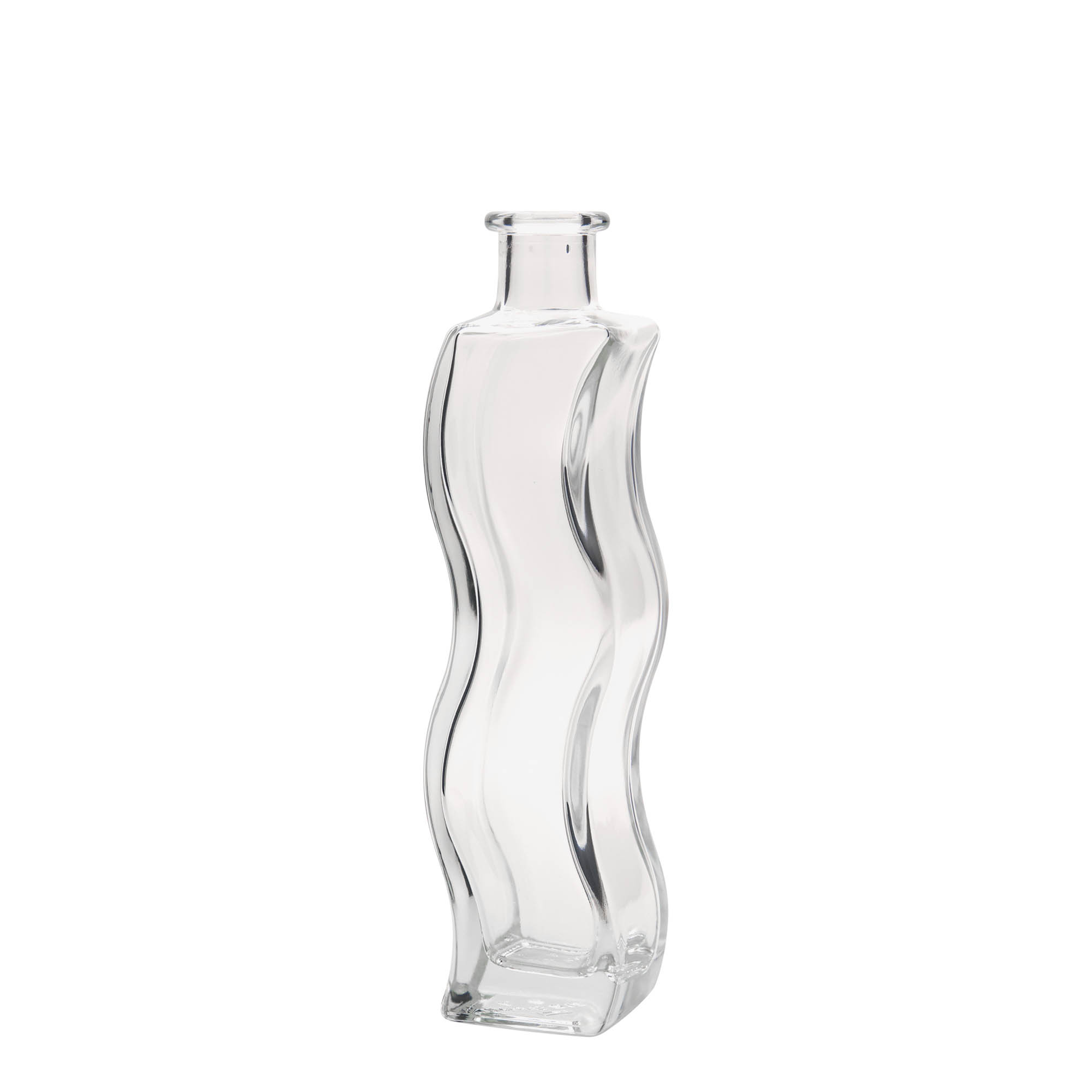 Bouteille en verre 200 ml « Welle », carrée, ouverture : bouchon en liège Bouteille en verre 200 ml « Welle », carrée, ouverture : bouchon en liège