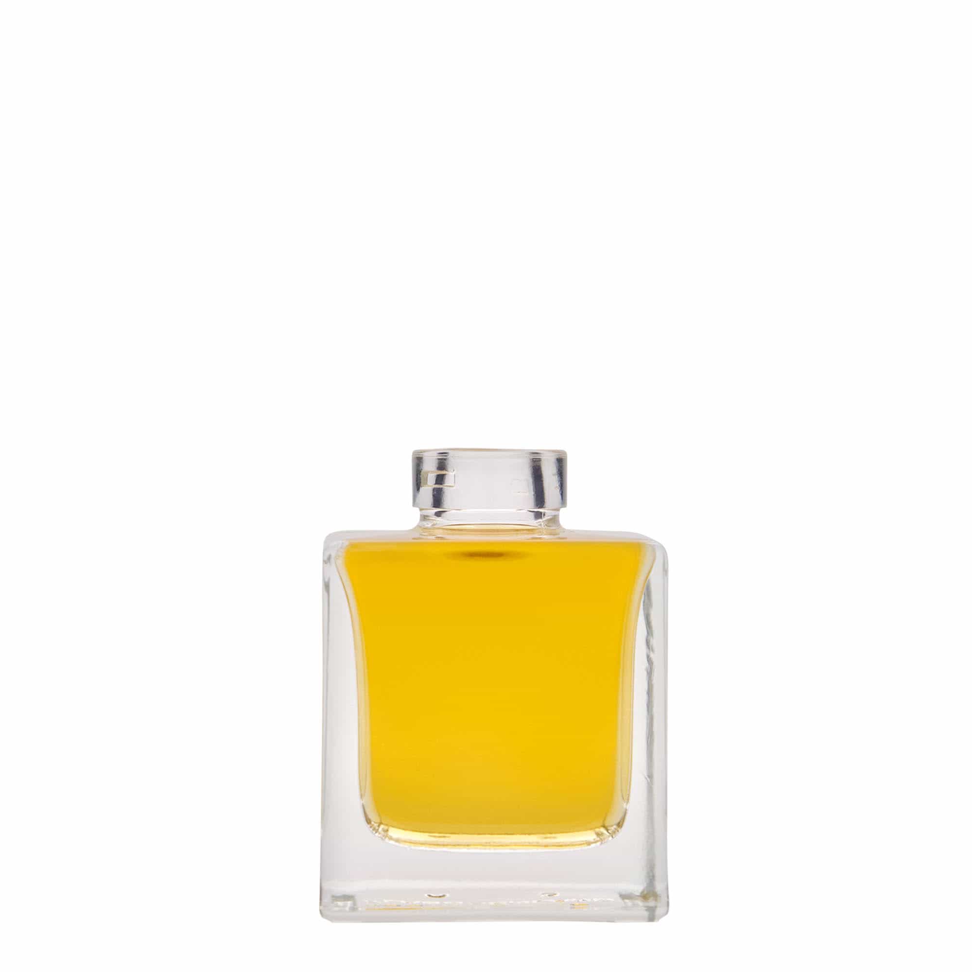 Flacon en verre 100 ml « Cube », carré, ouverture : bouchon en liège