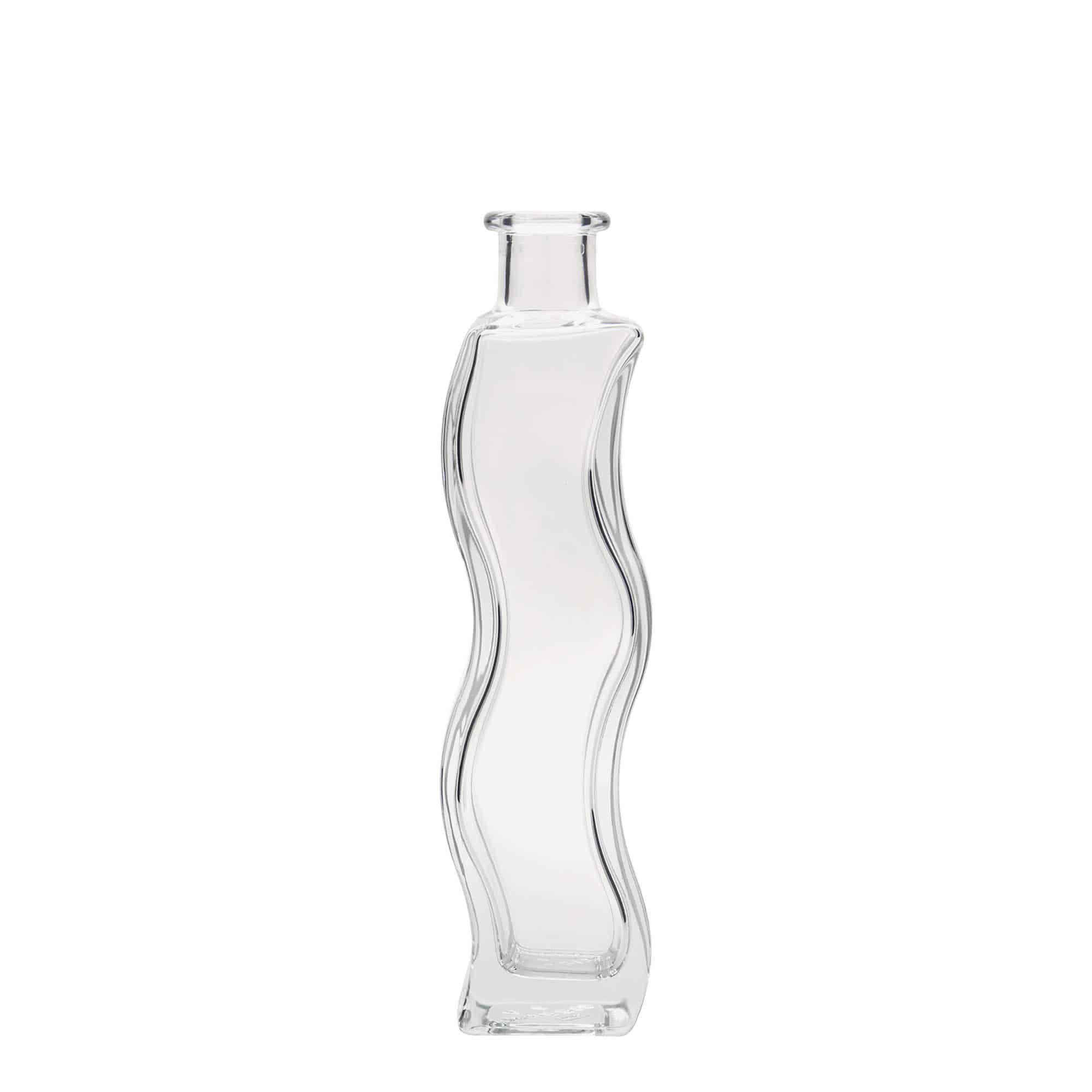 Bouteille en verre 200 ml « Welle », carrée, ouverture : bouchon en liège Bouteille en verre 200 ml « Welle », carrée, ouverture : bouchon en liège