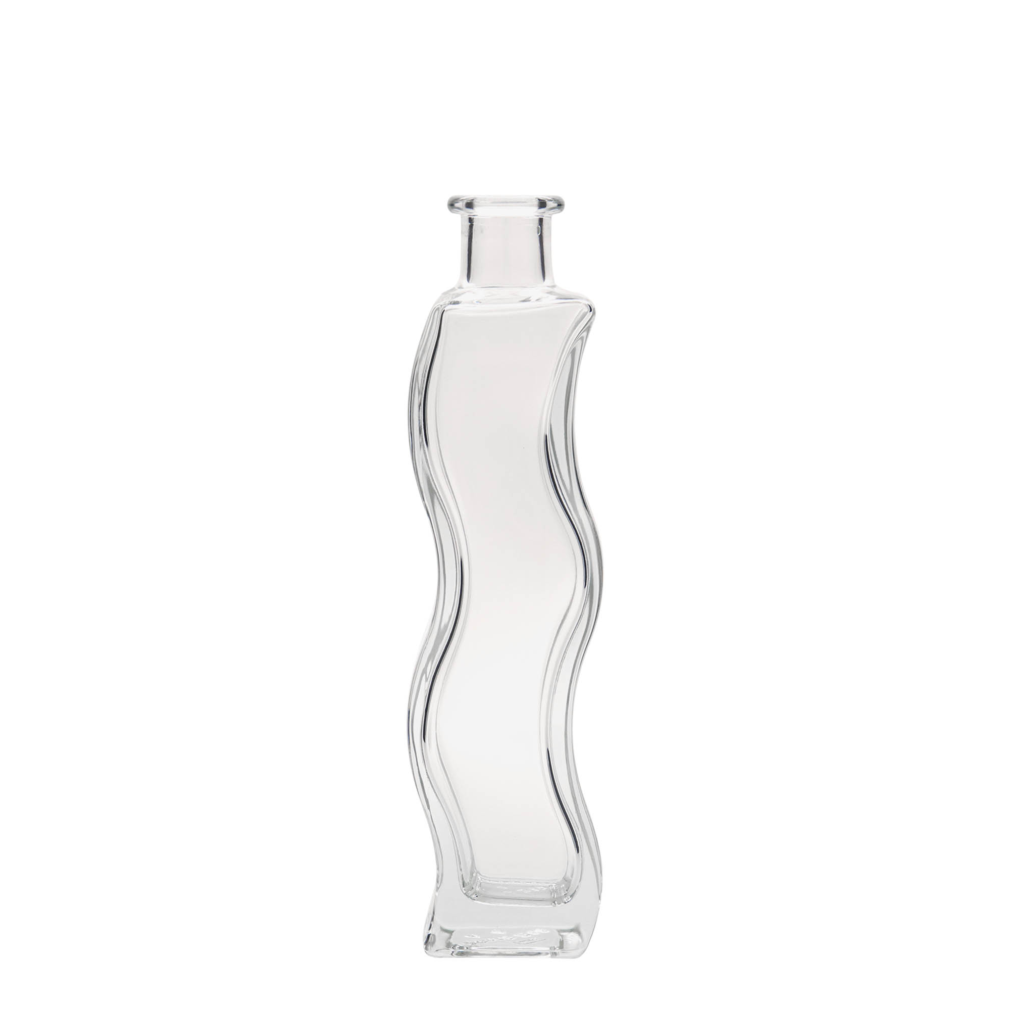 Bouteille en verre 200 ml « Welle », carrée, ouverture : bouchon en liège Bouteille en verre 200 ml « Welle », carrée, ouverture : bouchon en liège