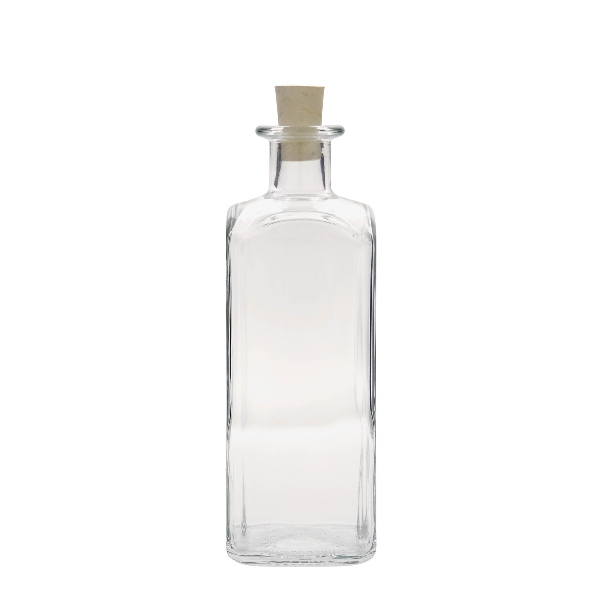 Bouteille en verre 500 ml Apotheker Carré, carrée, ouverture : liège Bouteille en verre 500 ml Apotheker Carré, carrée, ouverture : liège
