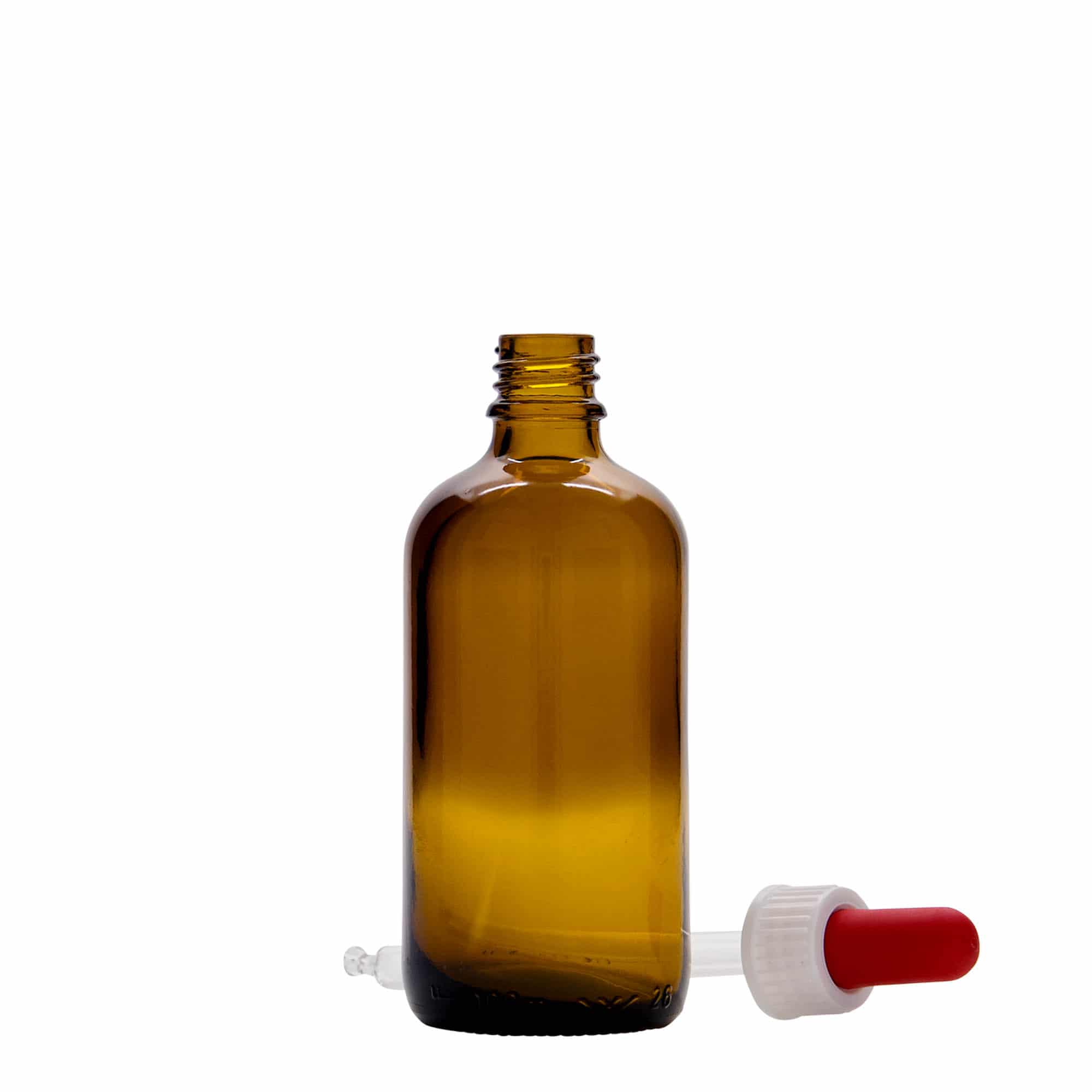 Flacon compte-gouttes 100 ml Médical, verre, brun-rouge, ouverture : DIN 18