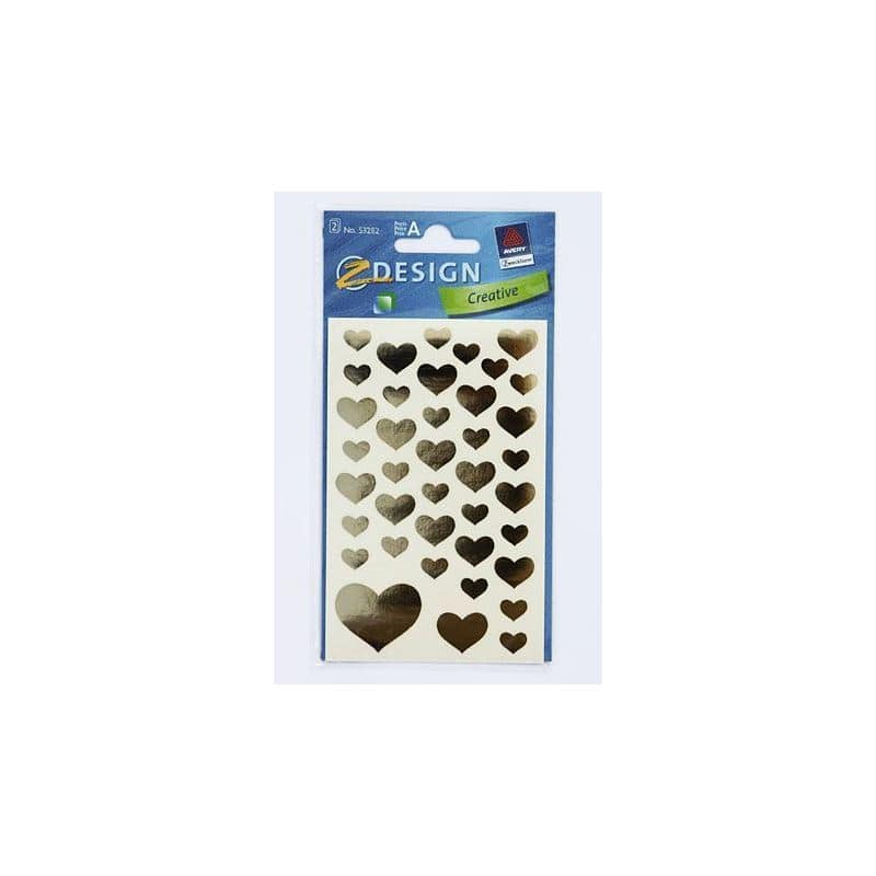 Autocollants Zweckform 'Cœurs', papier, or