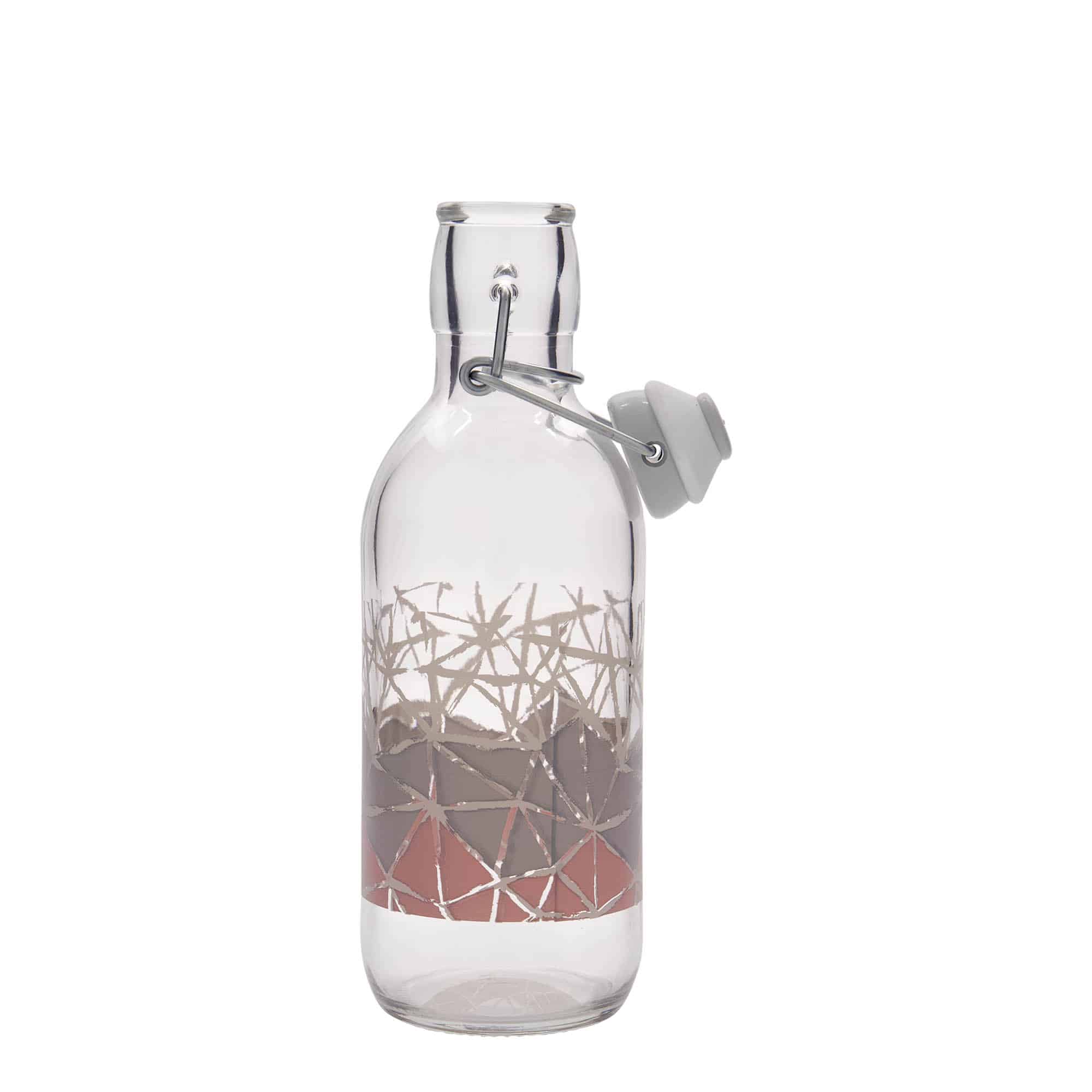 Bouteille en verre de 500 ml Emilia imprimée « Manolibera rosa », ouverture : bouchon à levier Bouteille en verre de 500 ml Emilia imprimée « Manolibera rosa », ouverture : bouchon à levier