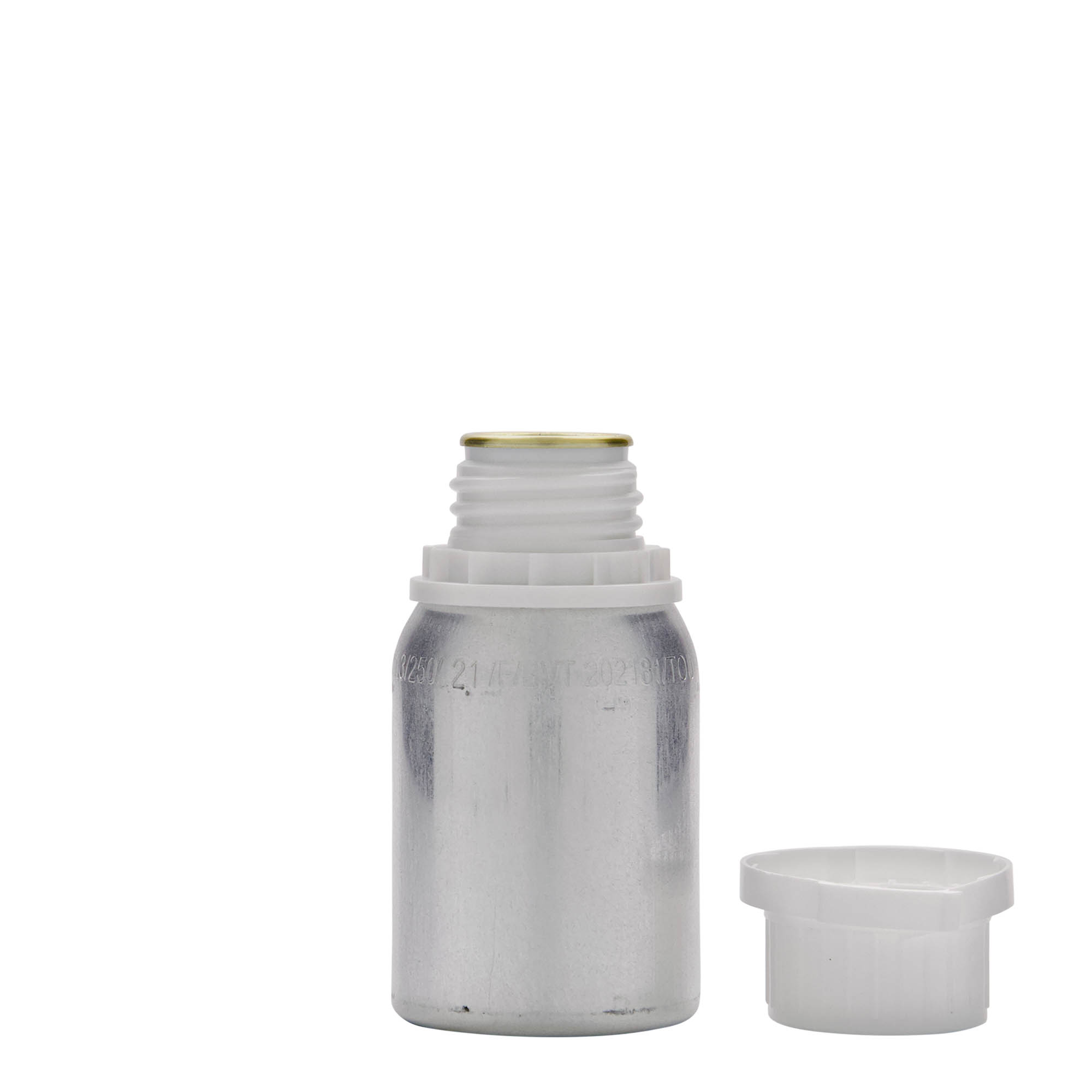 125 ml bouteille en aluminium, métal, argent, ouverture : DIN 32