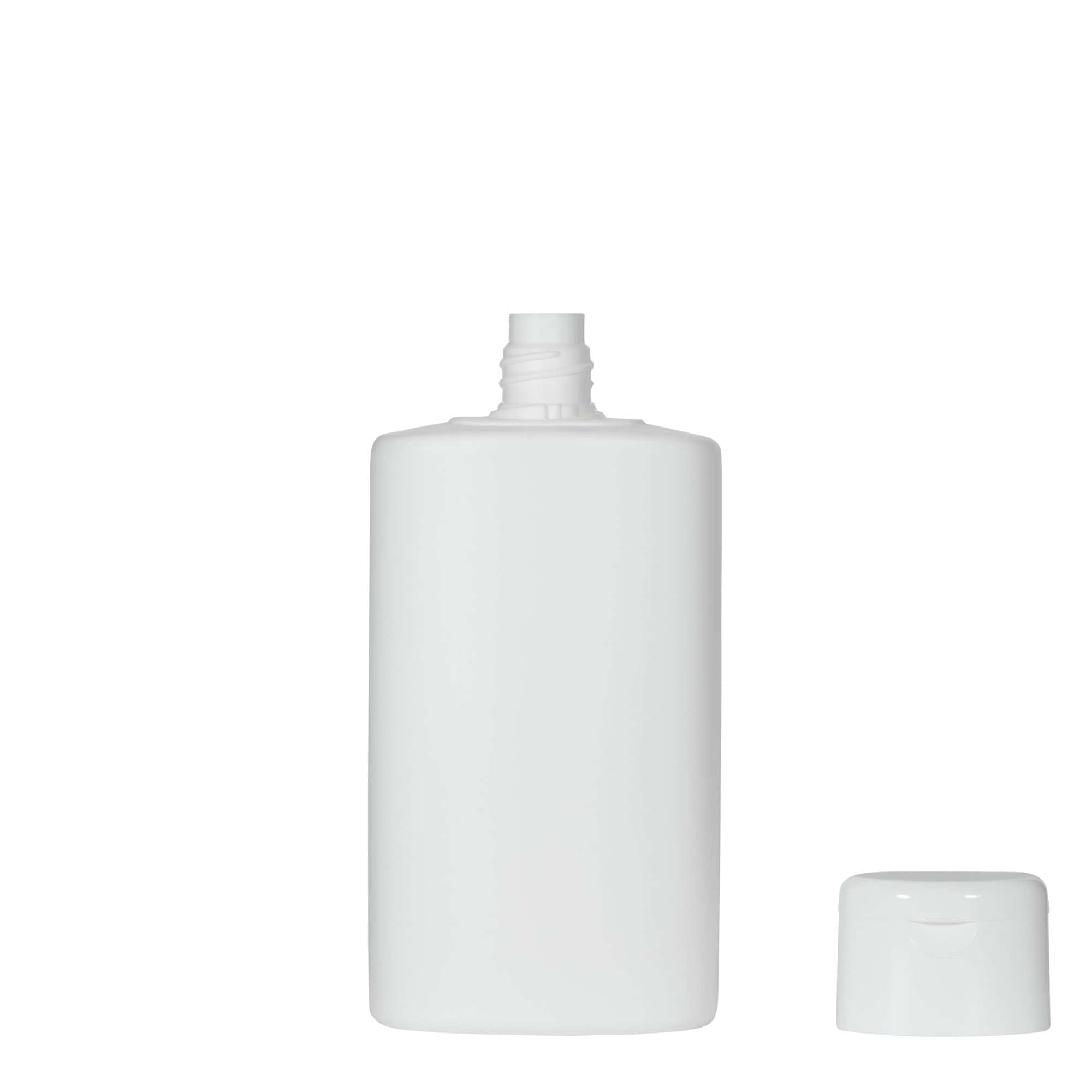 Bouteille en plastique 250 ml 'Indy', ovale, PEHD, blanche, bouchage: Bougage à vis