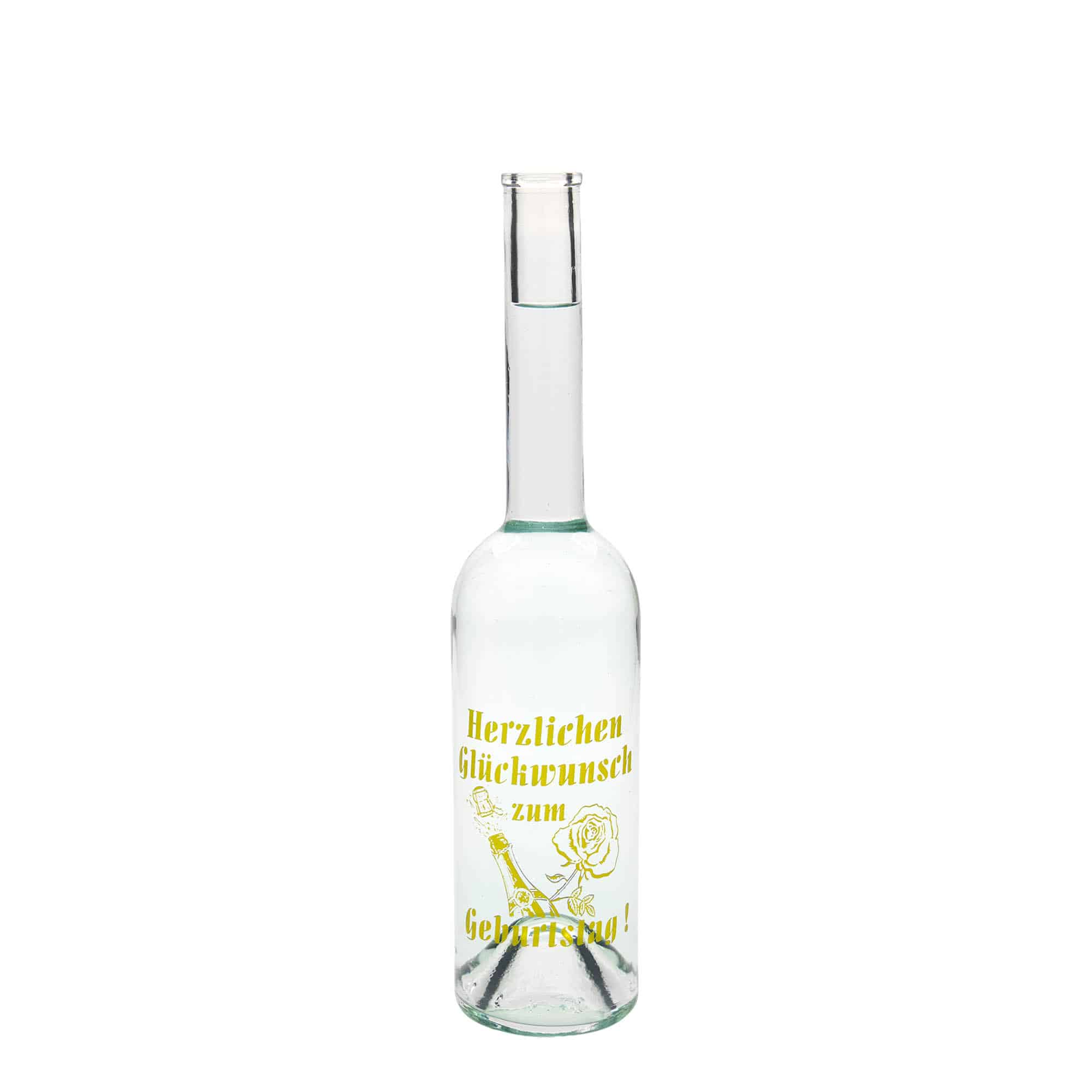 Bouteille en verre 500 ml Maximo imprimée « Karneval », ouverture : bouchon en liège Bouteille en verre 500 ml Maximo imprimée « Karneval », ouverture : bouchon en liège
