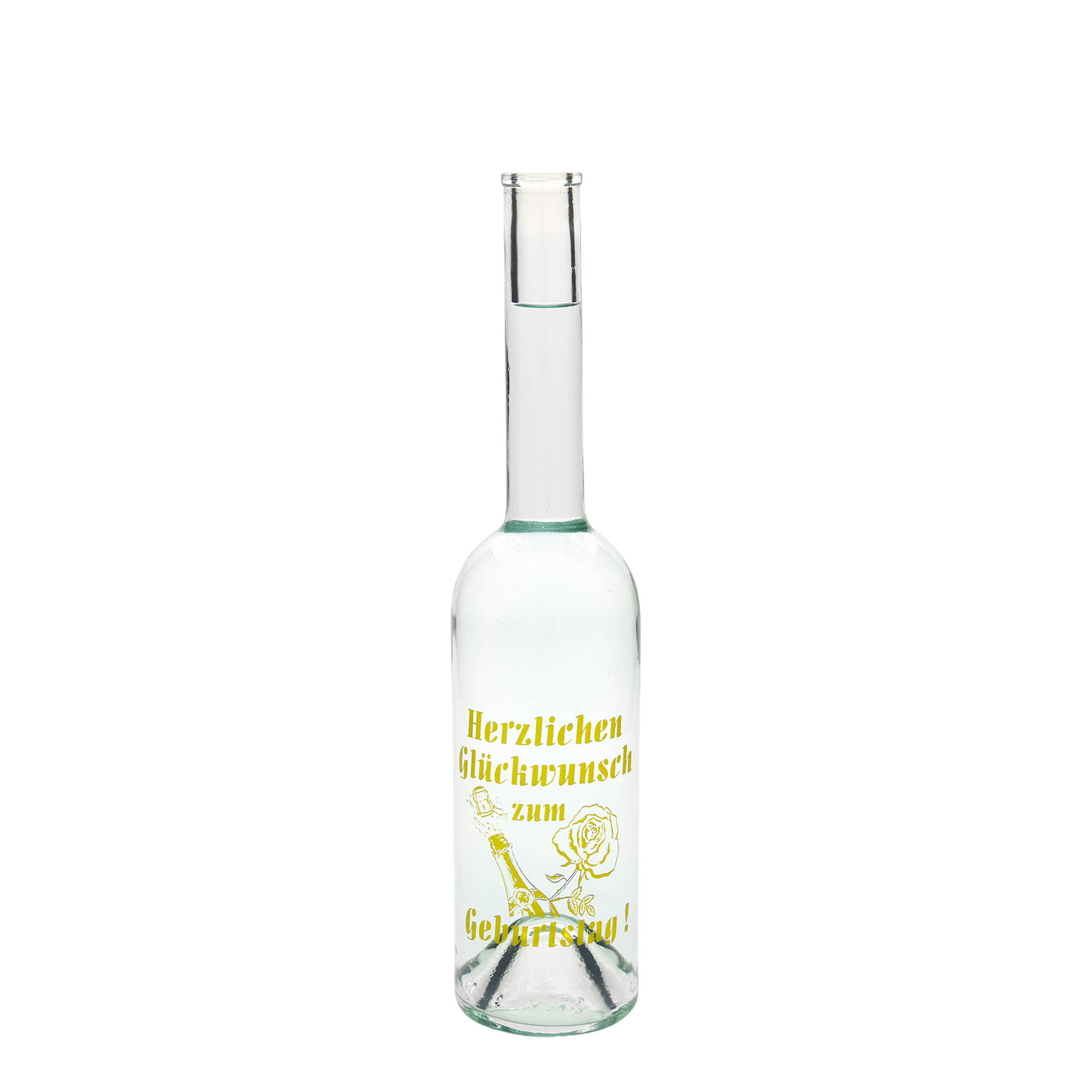 Bouteille en verre 500 ml Maximo imprimée « Karneval », ouverture : bouchon en liège Bouteille en verre 500 ml Maximo imprimée « Karneval », ouverture : bouchon en liège