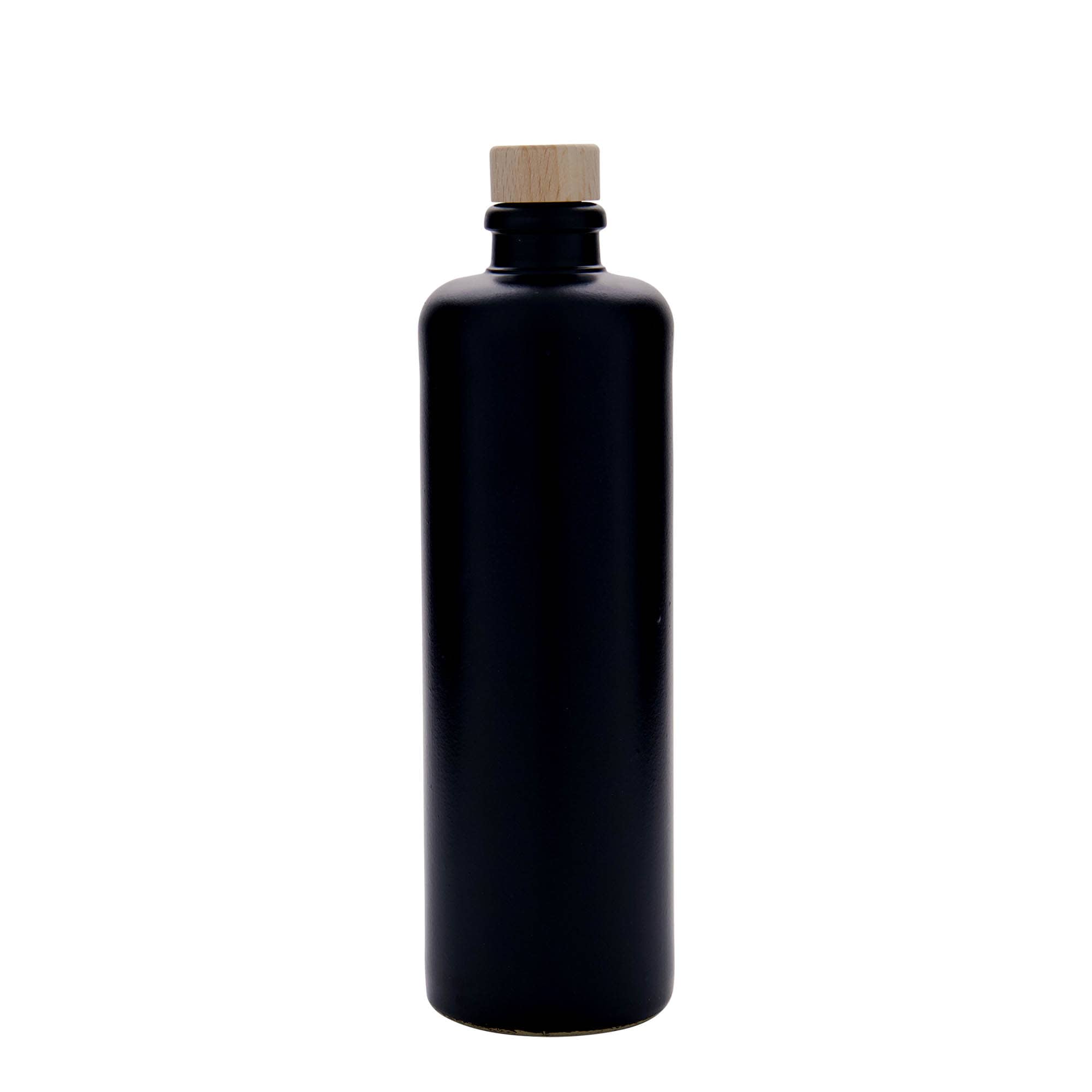 Chope en terre cuite 500 ml, grès, noir, bouchage: bouchon