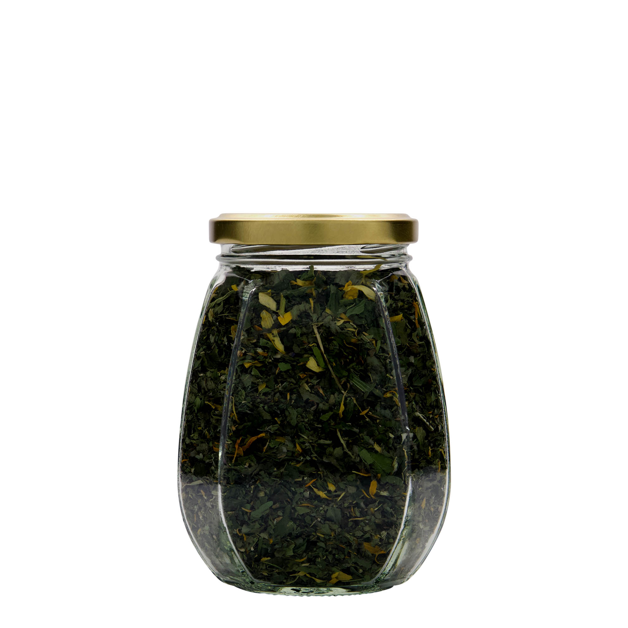 385 ml bocal décoratif, hexagonal, ouverture : Twist-Off (TO 63)