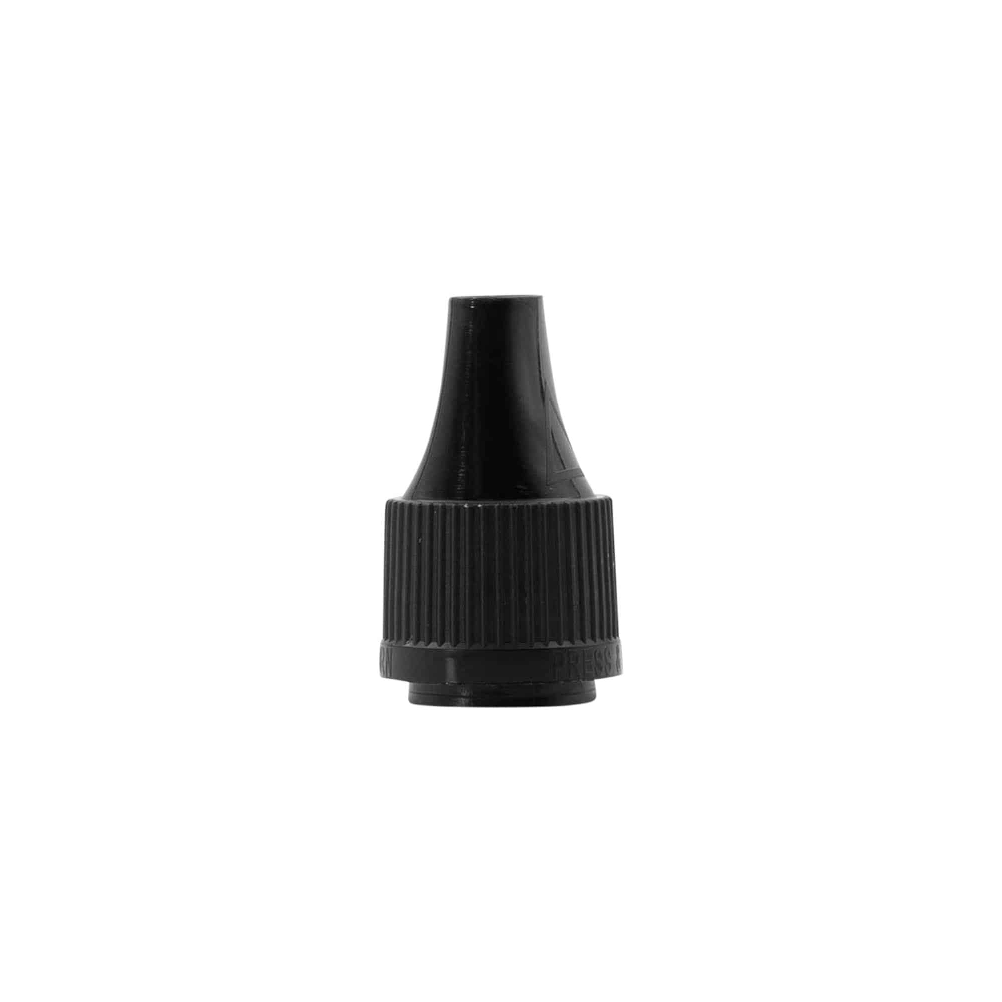 Bouchon à vis avec sécurité qualité et enfant pour « E-Liquid », plastique PP, noir